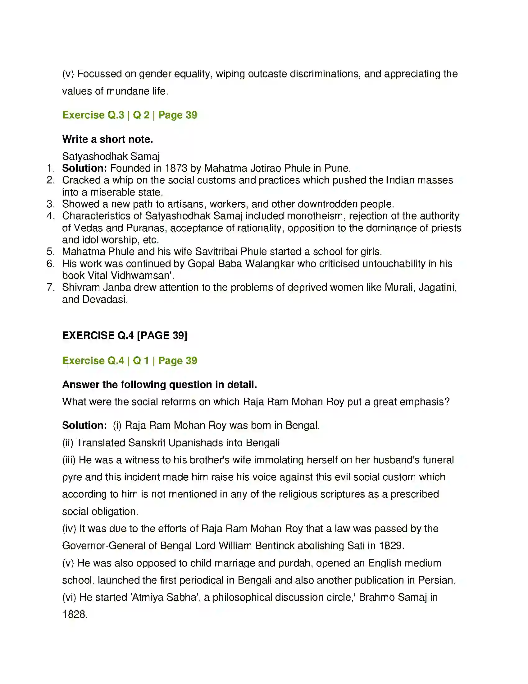 Maharashtra Board Class 12th History India Social and Religious Reforms Solution 3