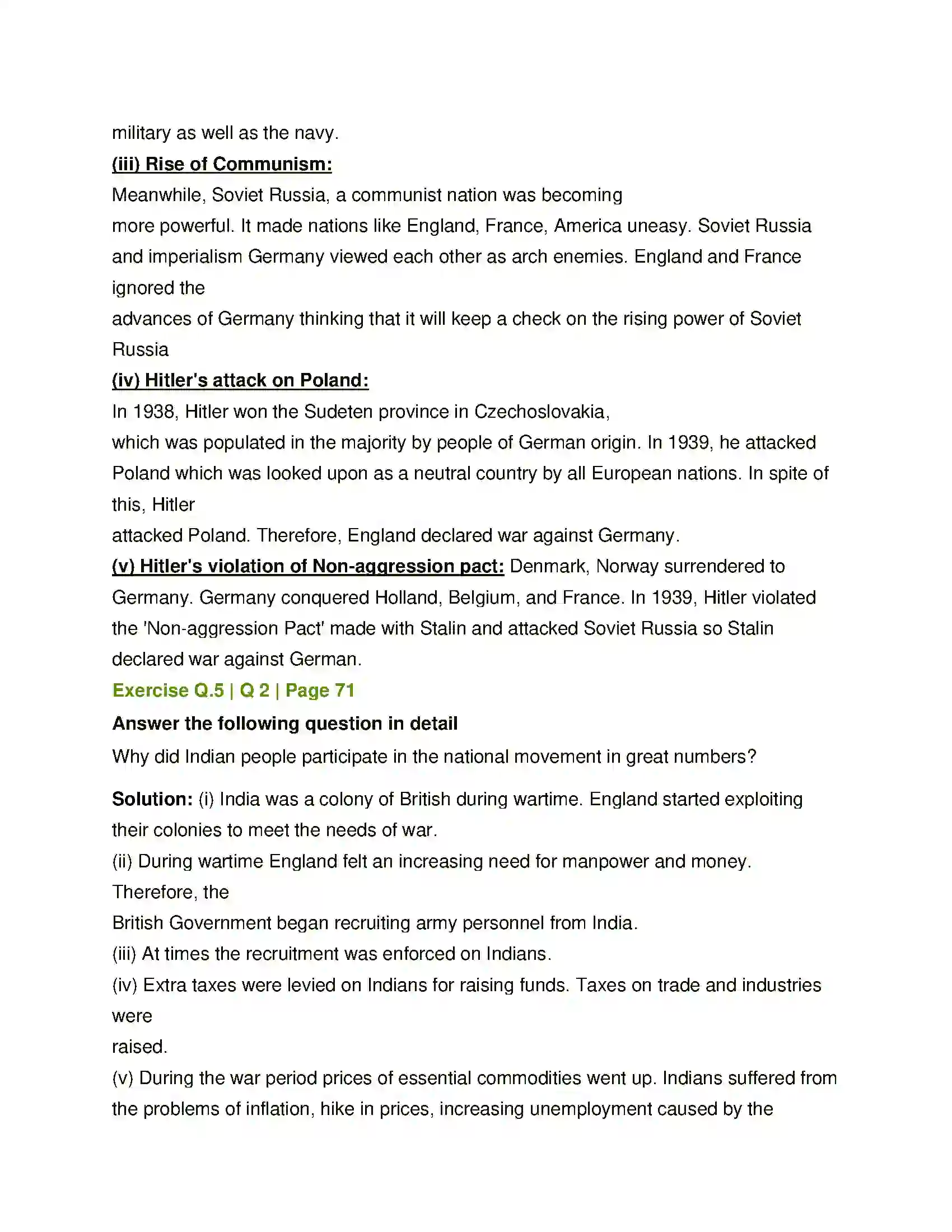 Maharashtra Board Class 12th History World Wars and India Solution 5