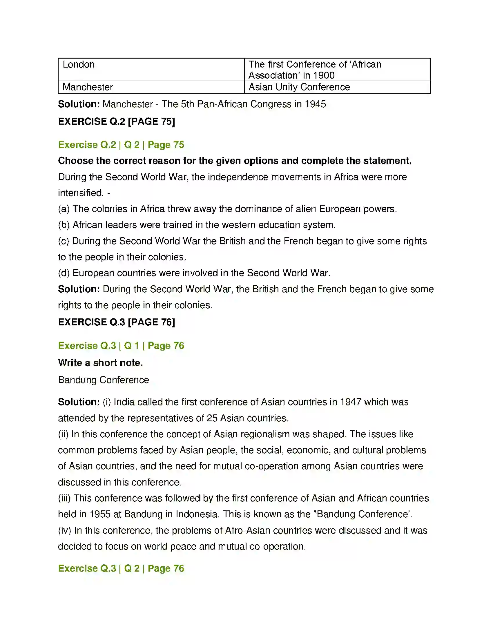 Maharashtra Board Class 12th History World Decolonisation Solution 2