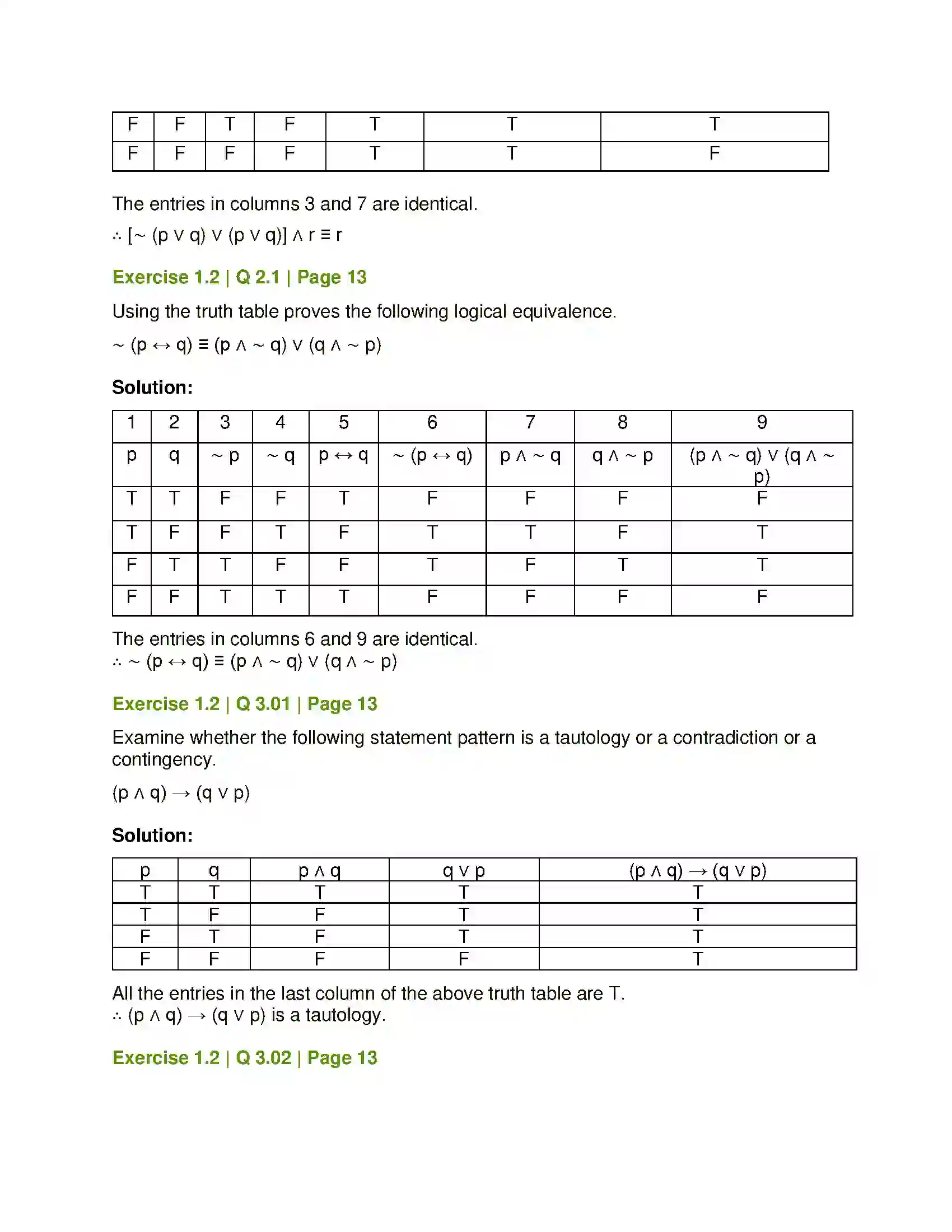 Maharashtra Board Class 12th Mathematics & Statistics-1 (Arts & Science) Mathematical Logic Solution 19