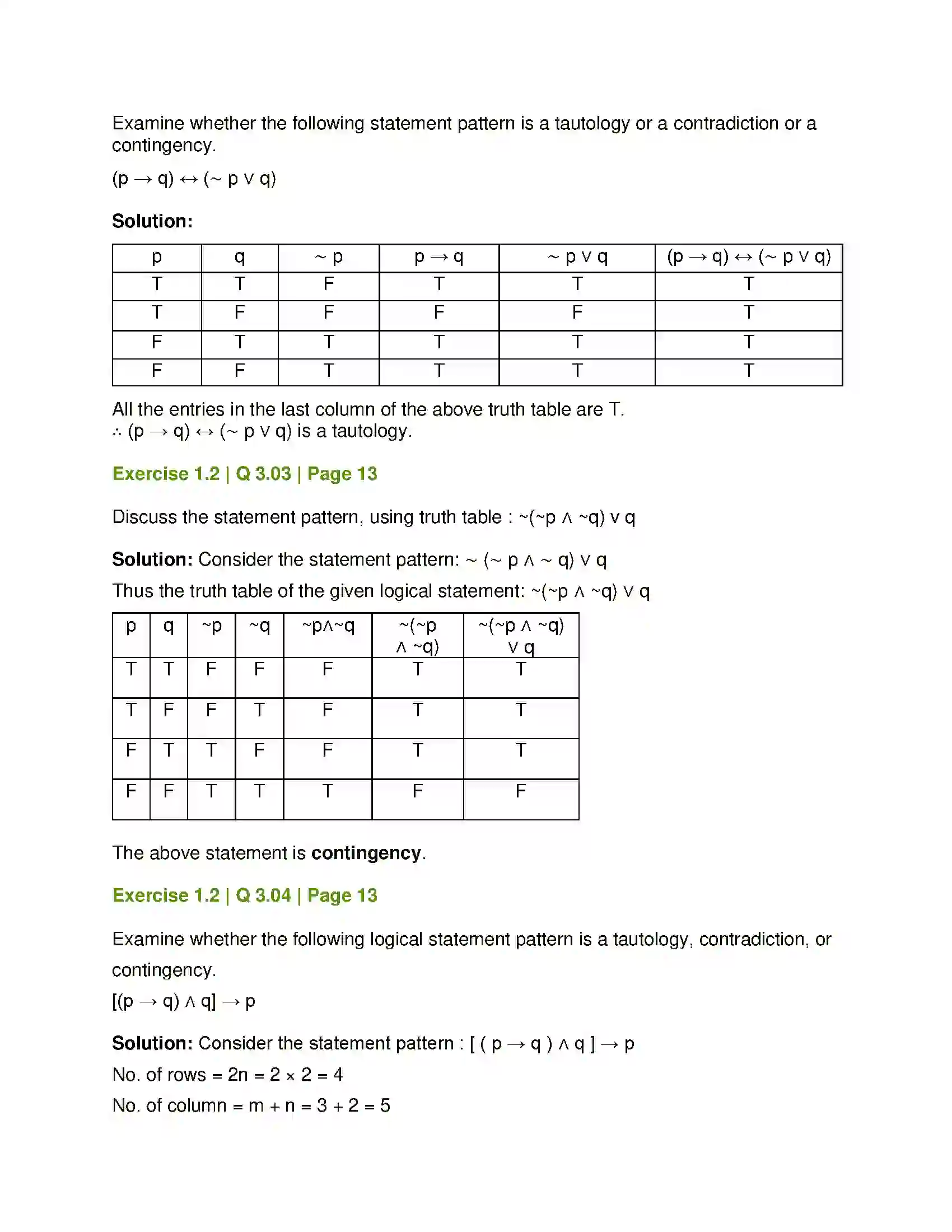 Maharashtra Board Class 12th Mathematics & Statistics-1 (Arts & Science) Mathematical Logic Solution 20