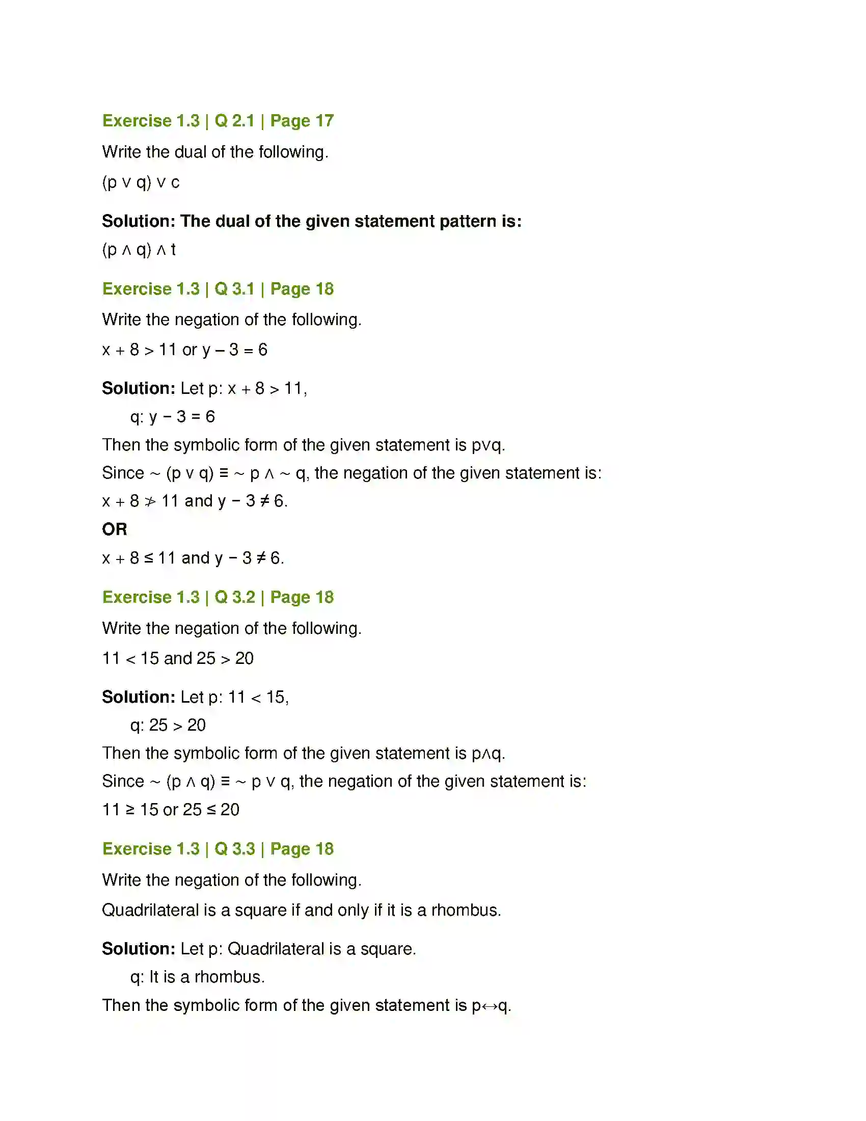 Maharashtra Board Class 12th Mathematics & Statistics-1 (Arts & Science) Mathematical Logic Solution 27