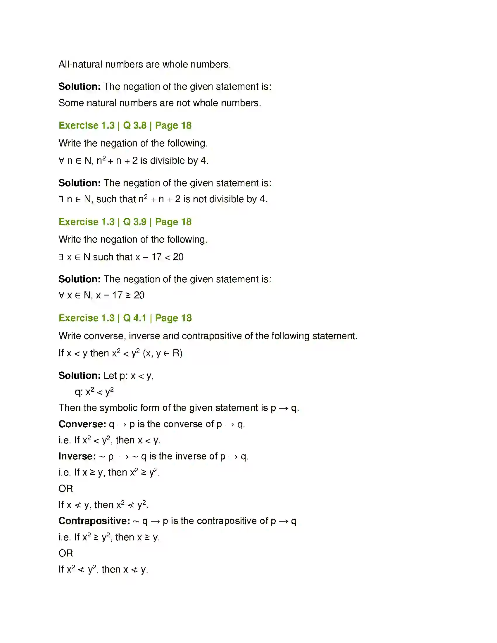 Maharashtra Board Class 12th Mathematics & Statistics-1 (Arts & Science) Mathematical Logic Solution 29