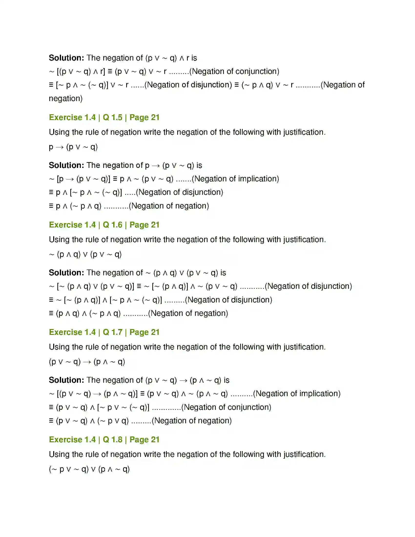 Maharashtra Board Class 12th Mathematics & Statistics-1 (Arts & Science) Mathematical Logic Solution 32