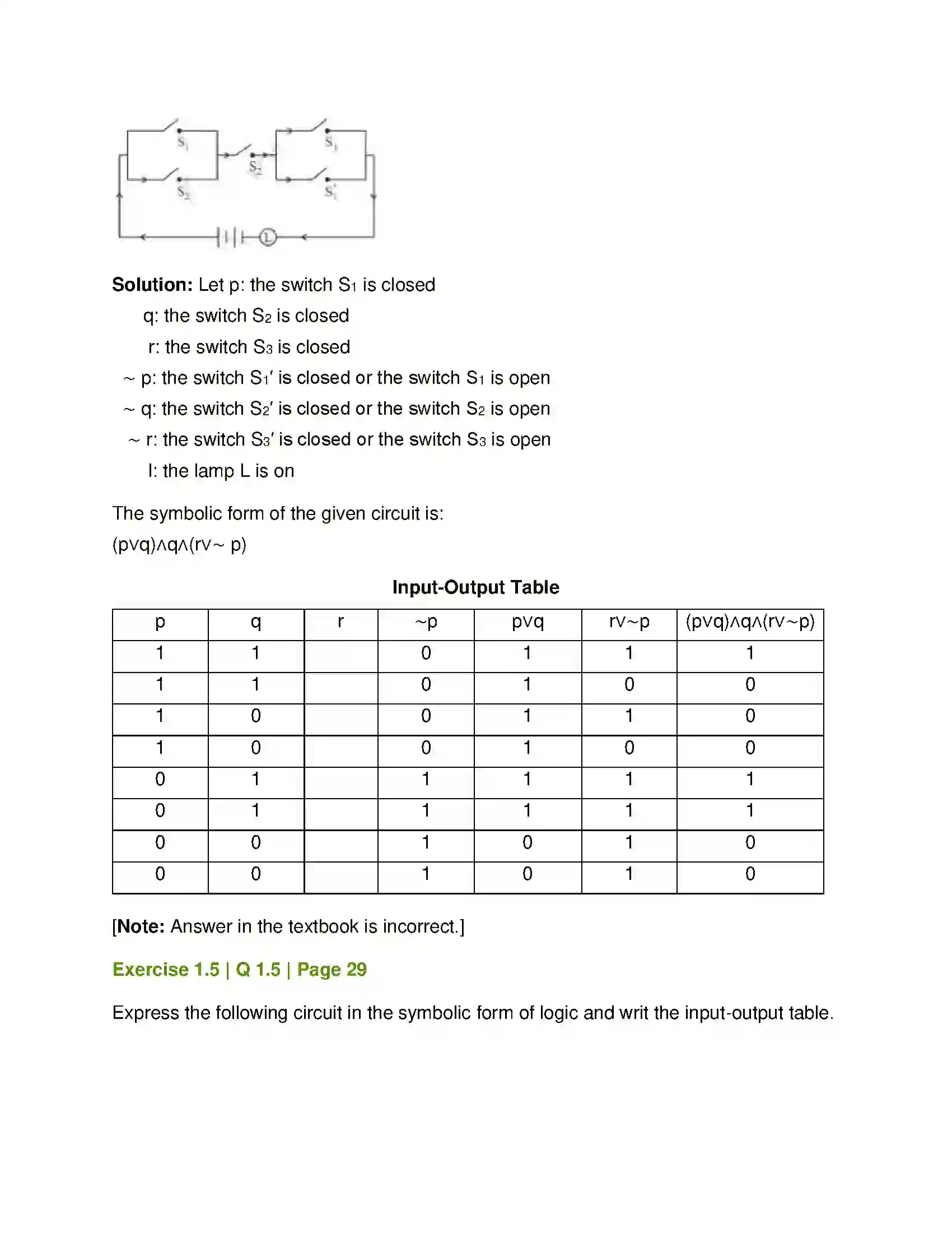 Maharashtra Board Class 12th Mathematics & Statistics-1 (Arts & Science) Mathematical Logic Solution 38