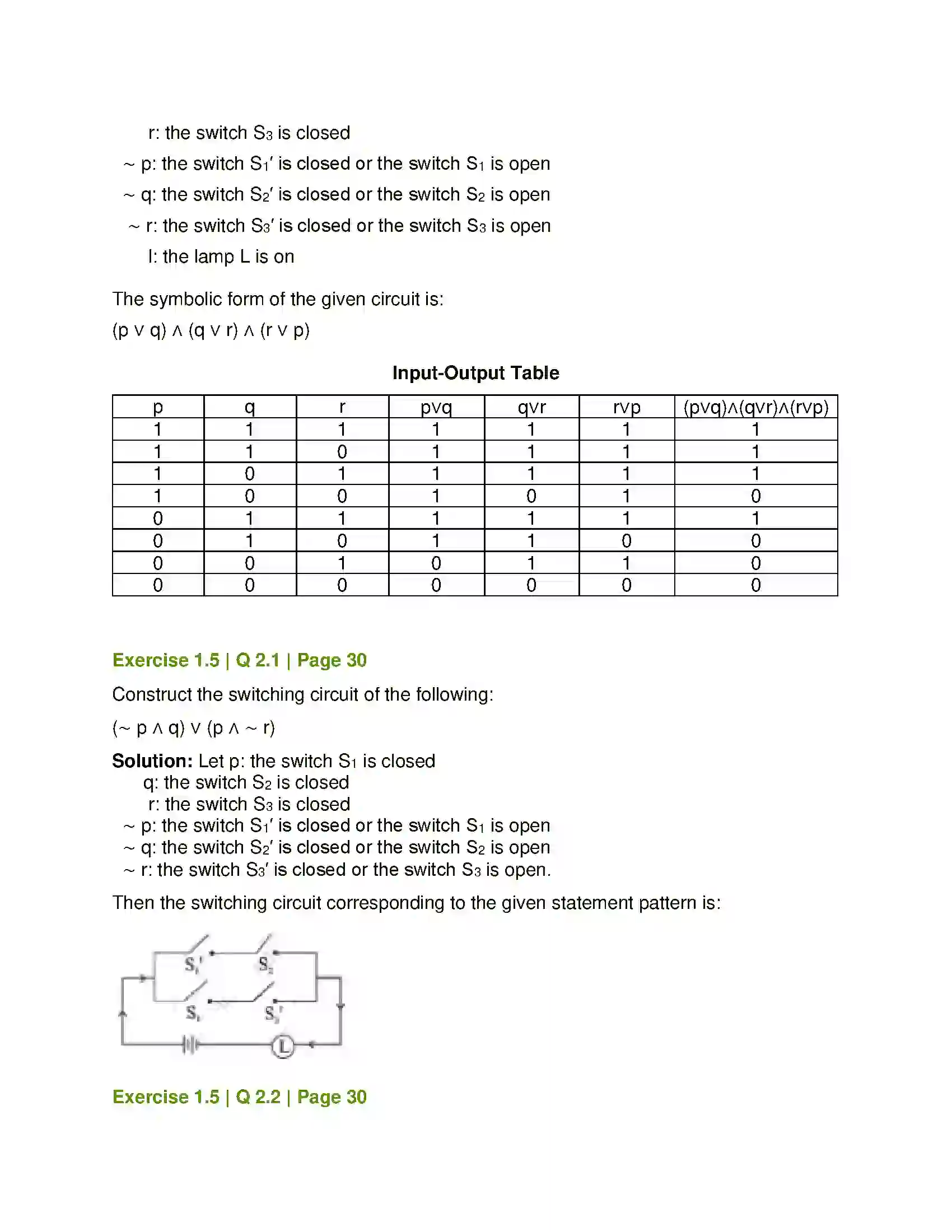Maharashtra Board Class 12th Mathematics & Statistics-1 (Arts & Science) Mathematical Logic Solution 40