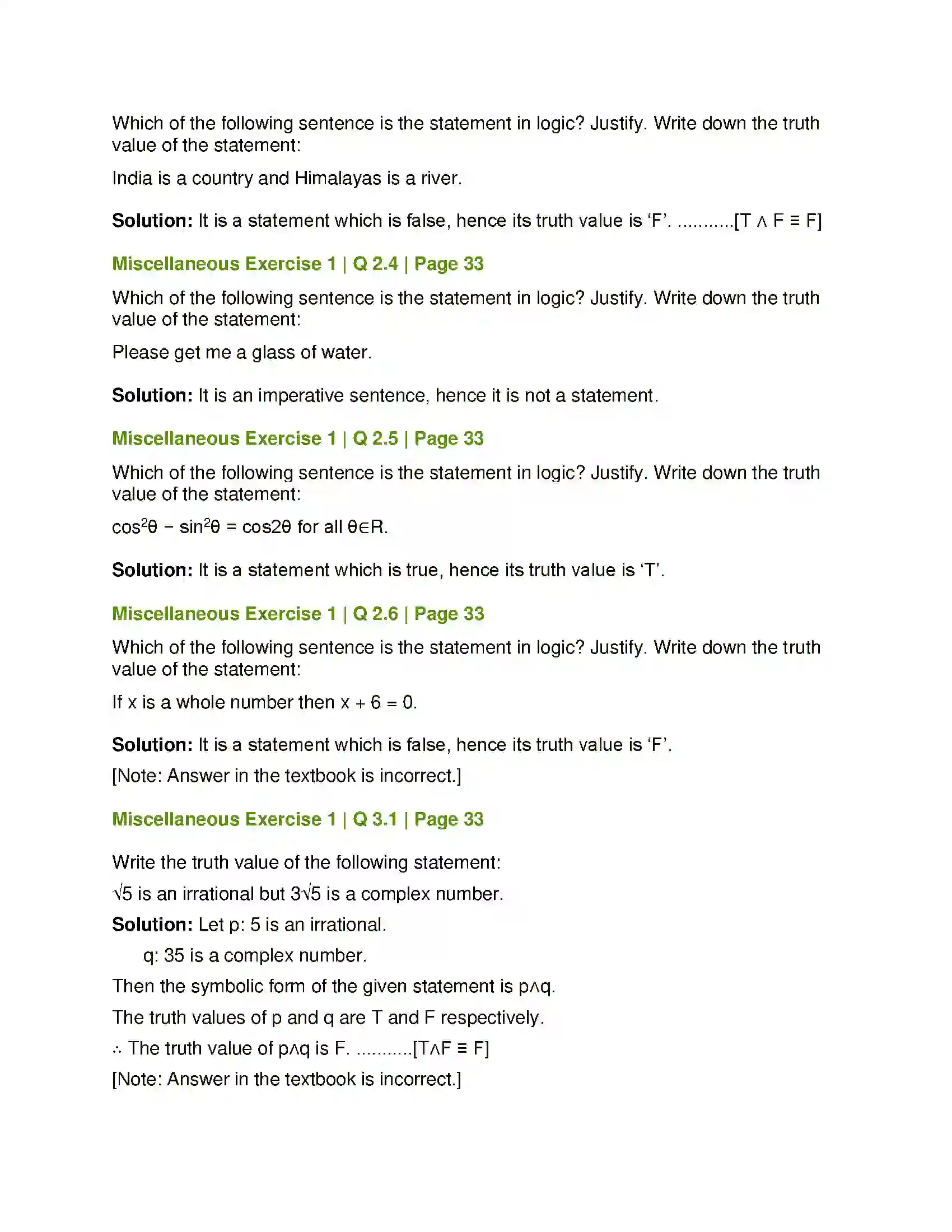 Maharashtra Board Class 12th Mathematics & Statistics-1 (Arts & Science) Mathematical Logic Solution 52