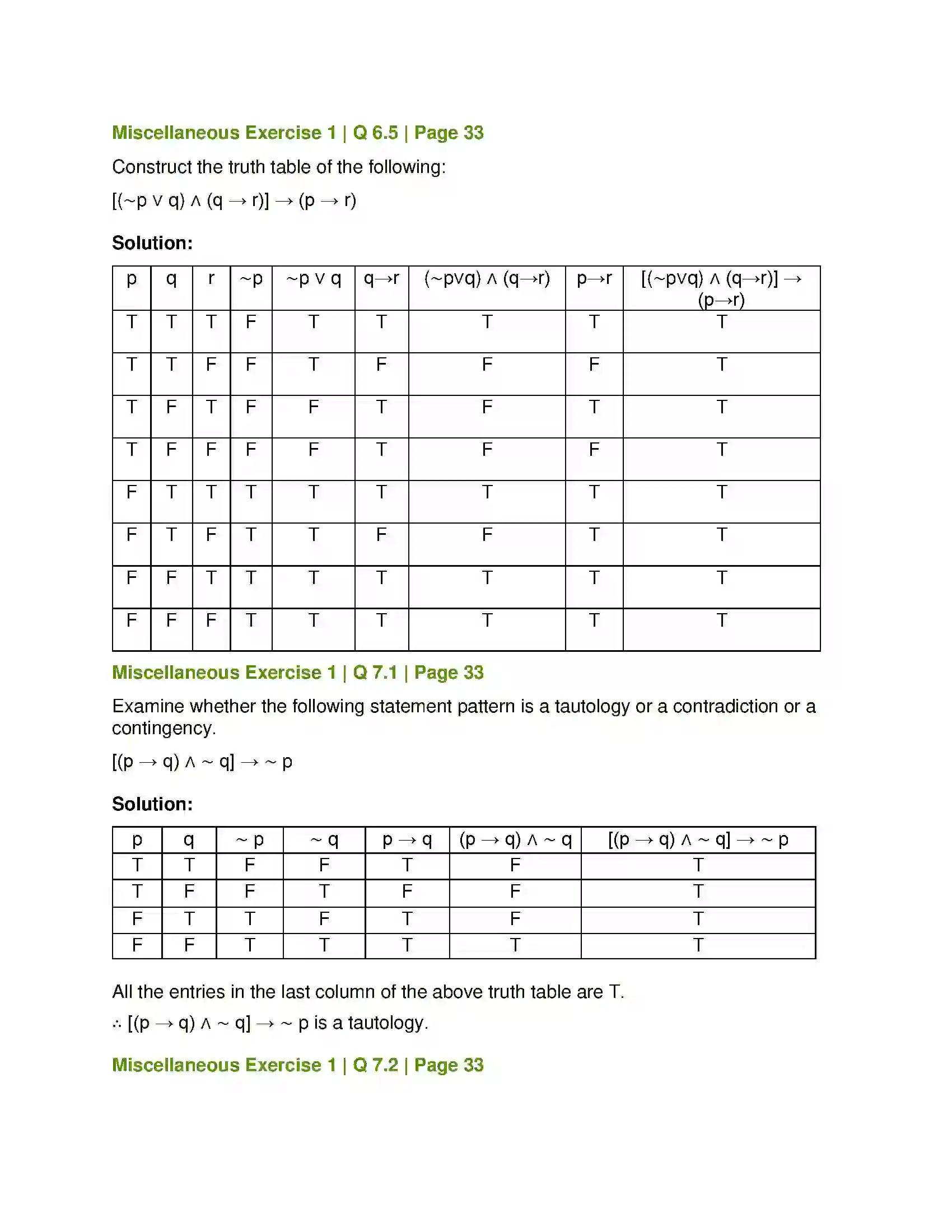 Maharashtra Board Class 12th Mathematics & Statistics-1 (Arts & Science) Mathematical Logic Solution 57
