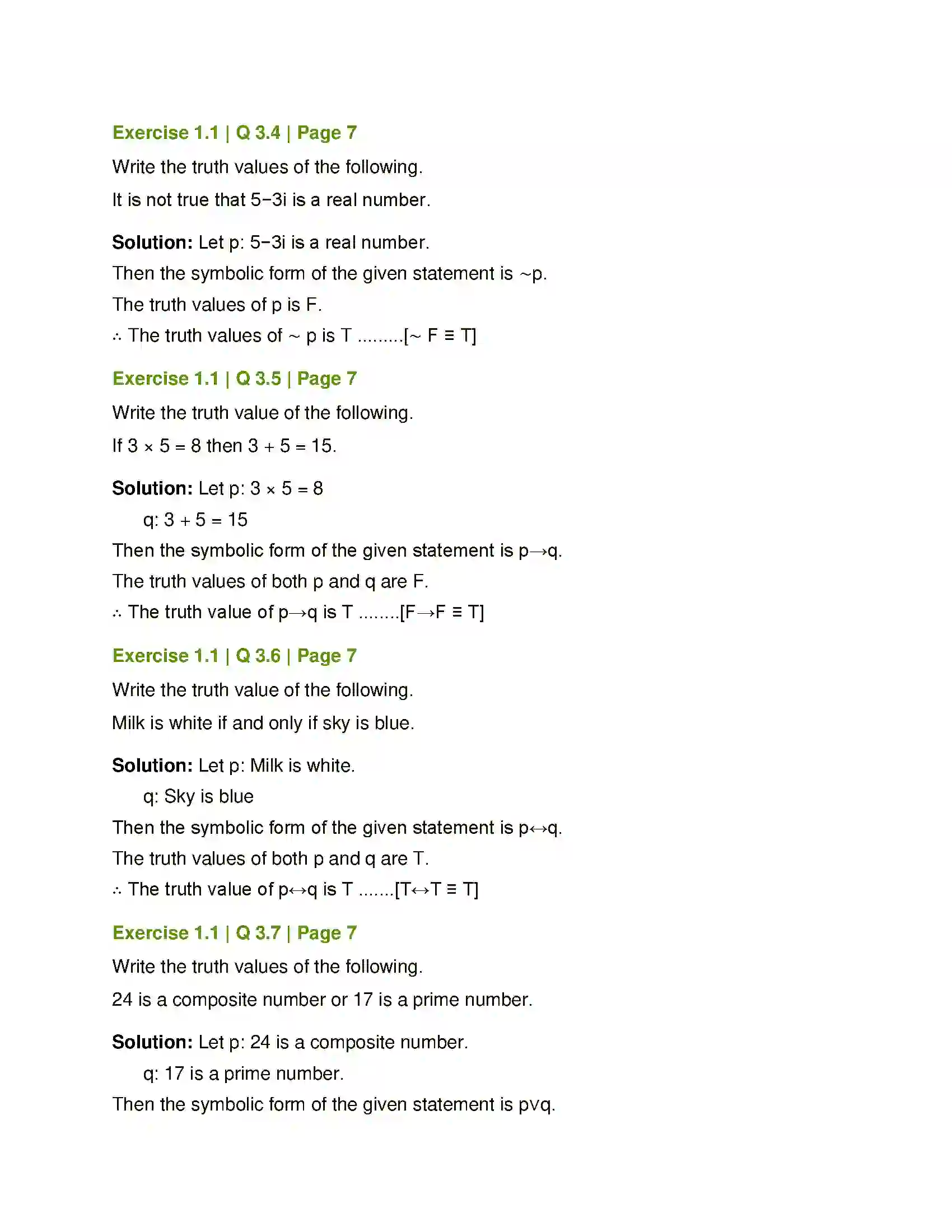 Maharashtra Board Class 12th Mathematics & Statistics-1 (Arts & Science) Mathematical Logic Solution 6