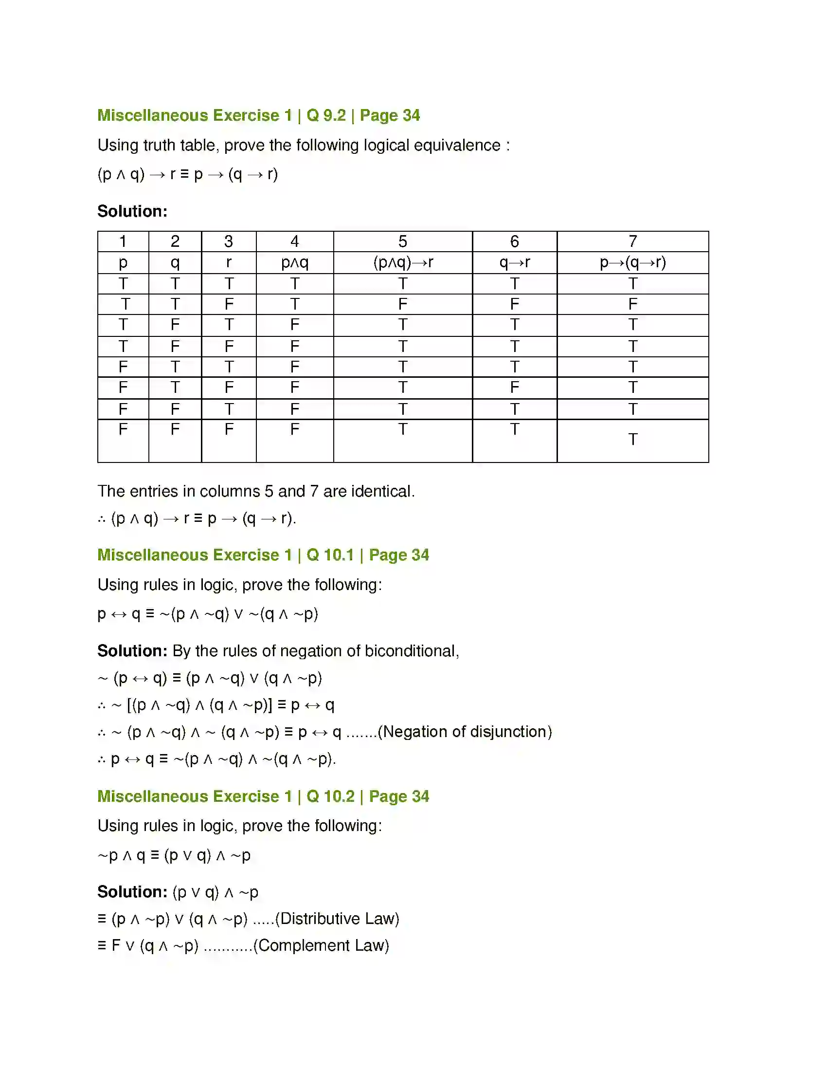 Maharashtra Board Class 12th Mathematics & Statistics-1 (Arts & Science) Mathematical Logic Solution 63