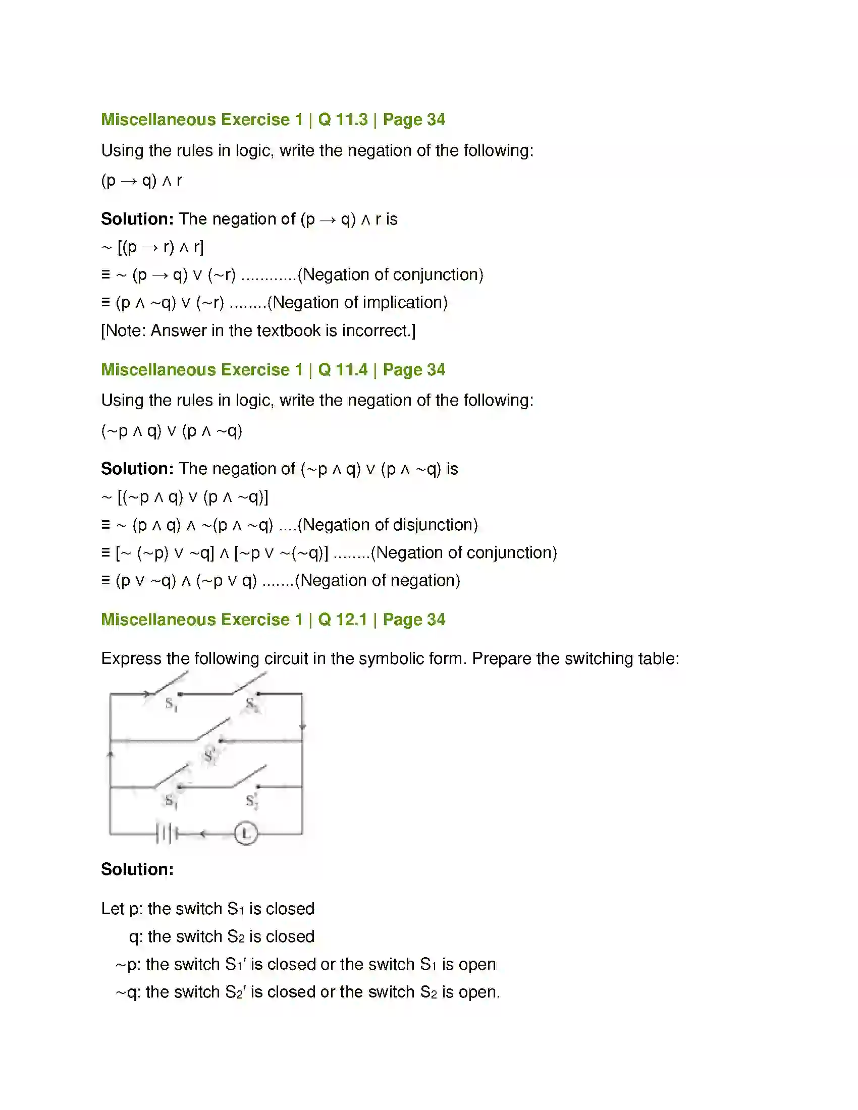Maharashtra Board Class 12th Mathematics & Statistics-1 (Arts & Science) Mathematical Logic Solution 65
