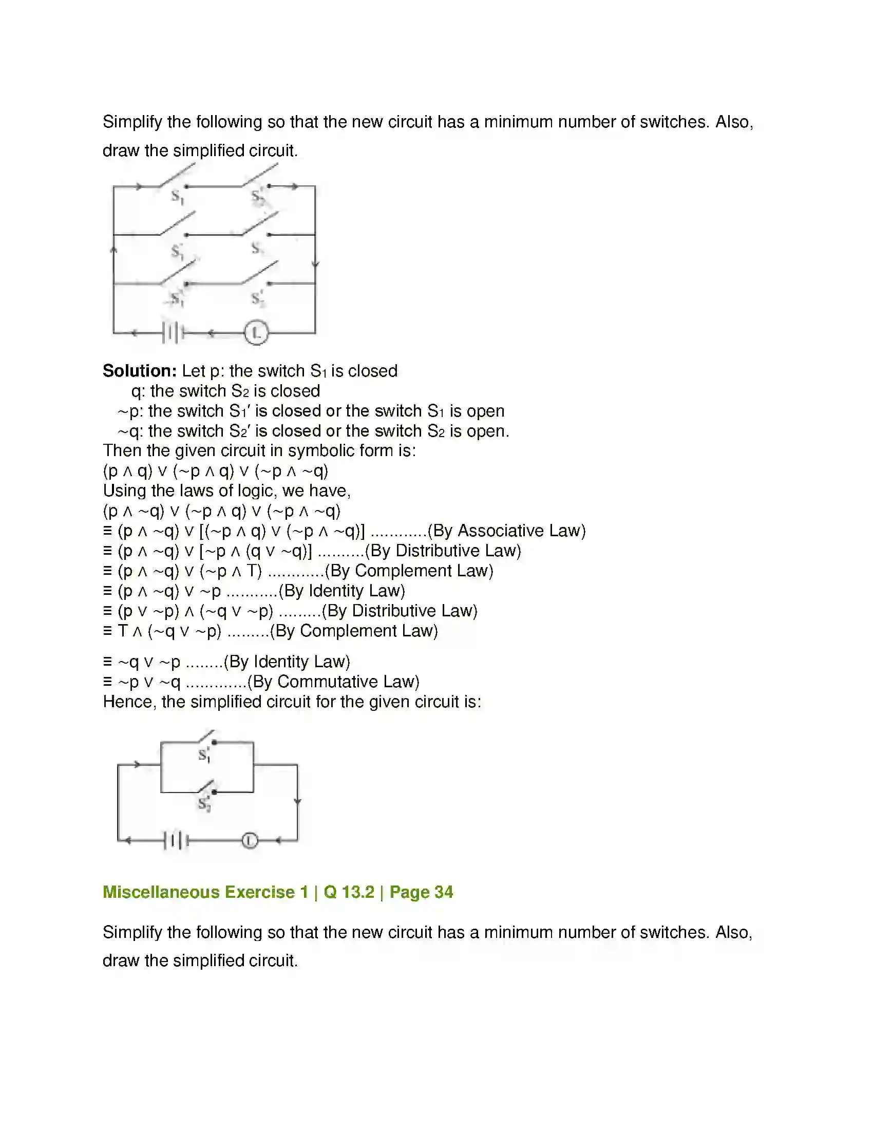Maharashtra Board Class 12th Mathematics & Statistics-1 (Arts & Science) Mathematical Logic Solution 67
