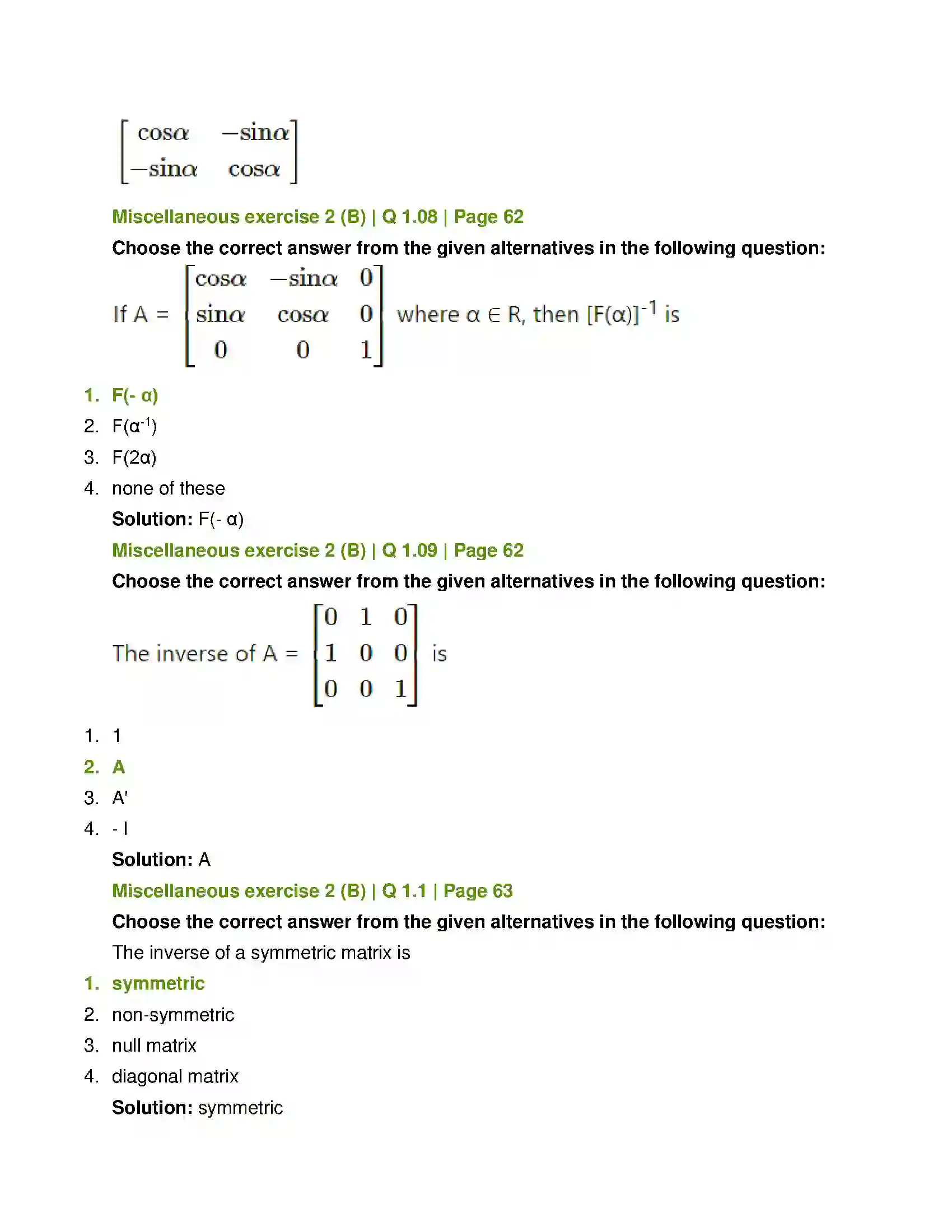 Maharashtra Board Class 12th Mathematics & Statistics-1 (Arts & Science) Matrics Solution 101