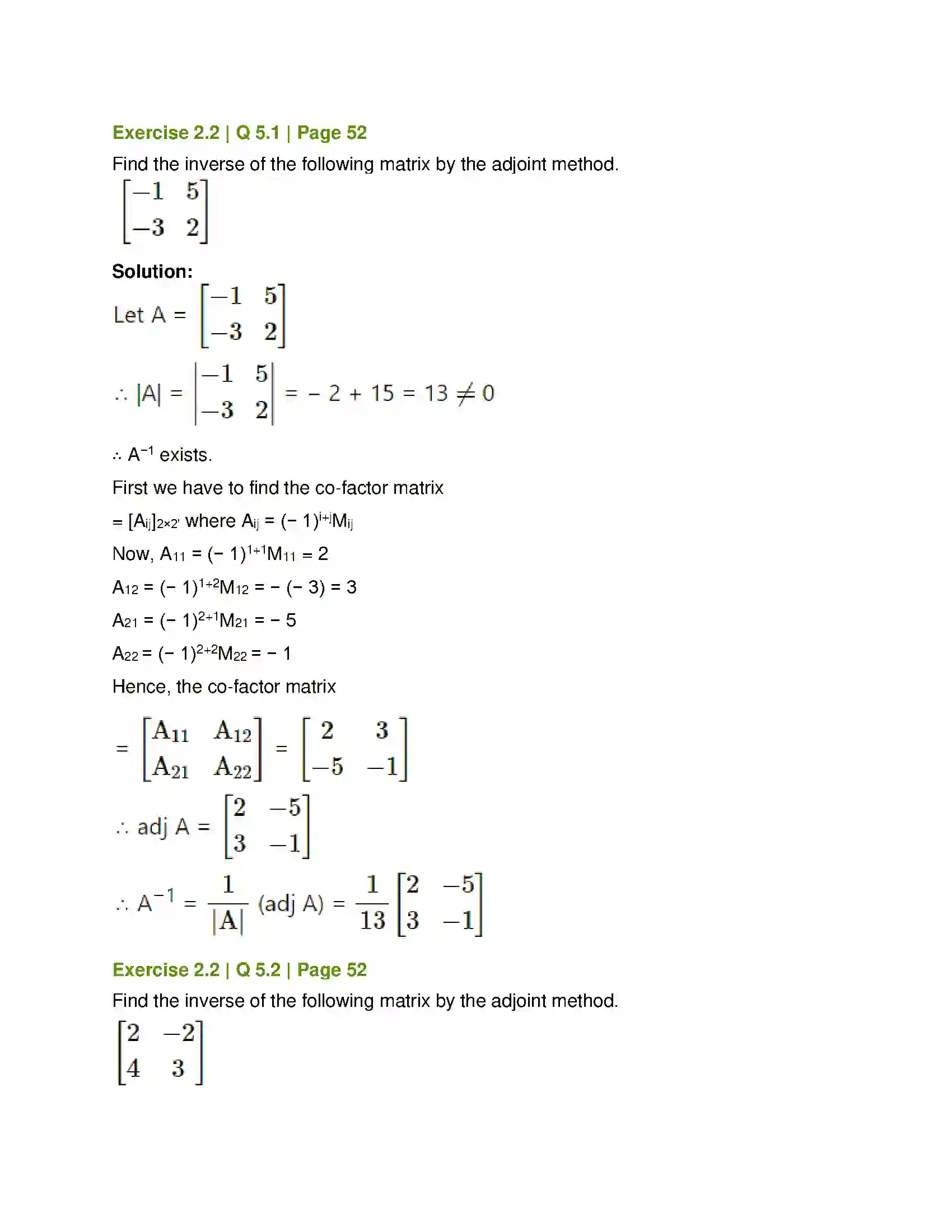 Maharashtra Board Class 12th Mathematics & Statistics-1 (Arts & Science) Matrics Solution 19