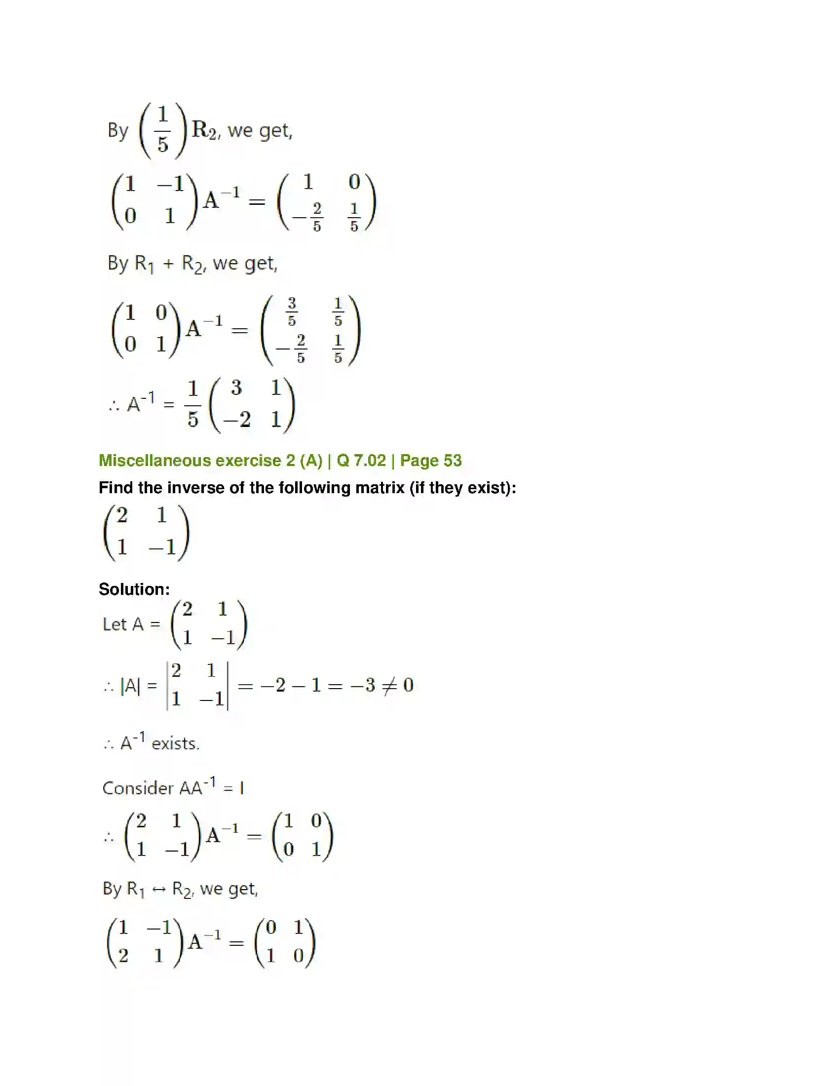 Maharashtra Board Class 12th Mathematics & Statistics-1 (Arts & Science) Matrics Solution 43