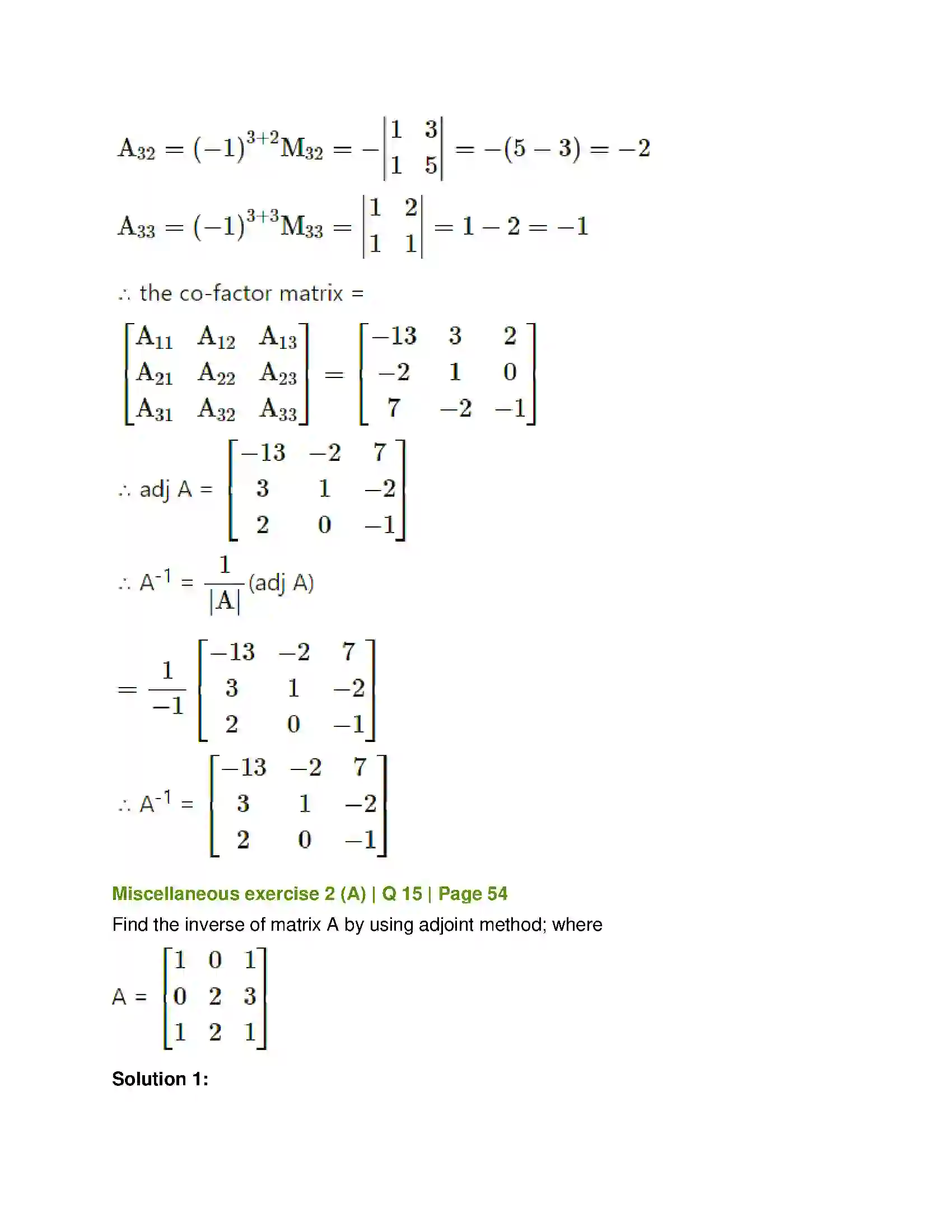 Maharashtra Board Class 12th Mathematics & Statistics-1 (Arts & Science) Matrics Solution 71