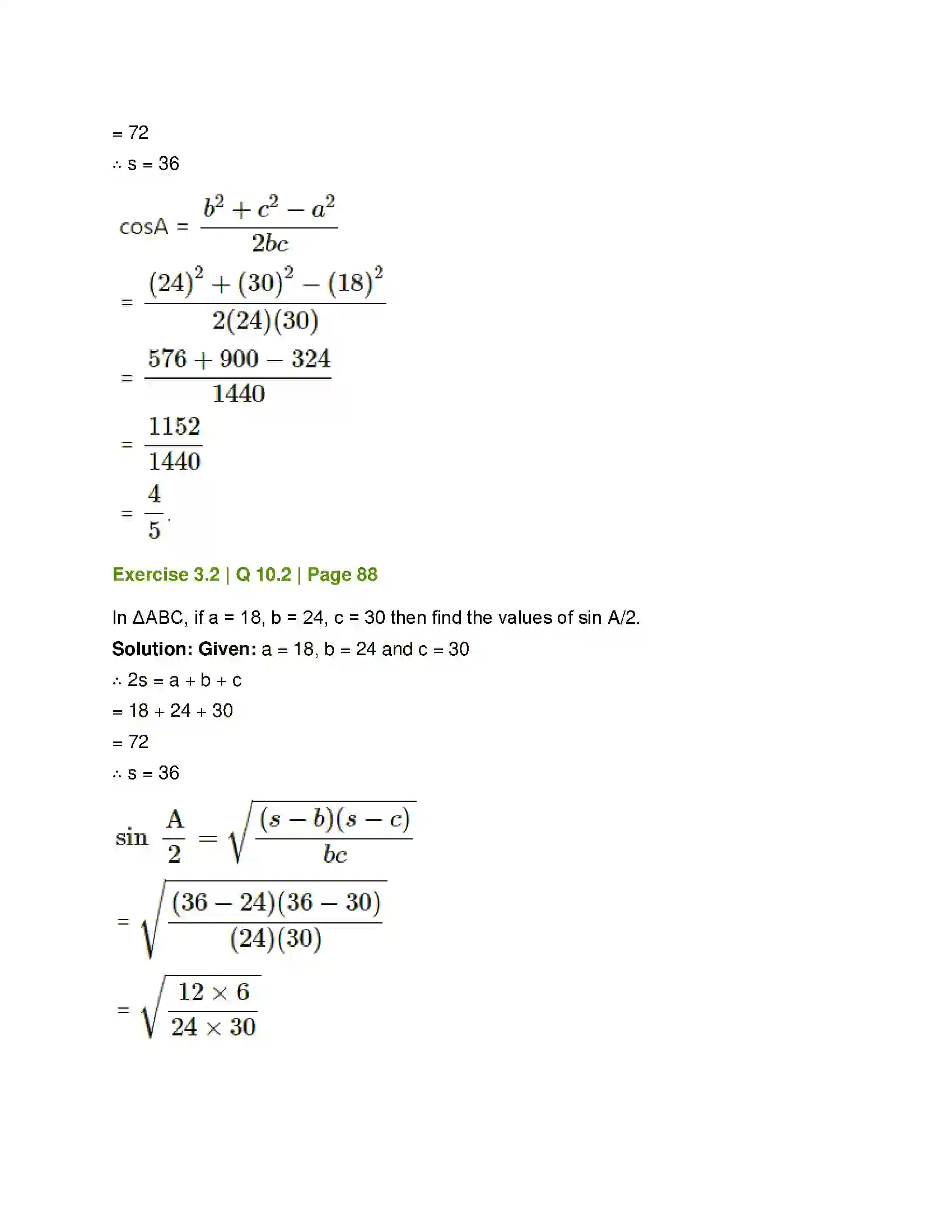 Maharashtra Board Class 12th Mathematics & Statistics-1 (Arts & Science) Trigonometric Functions Solution 29