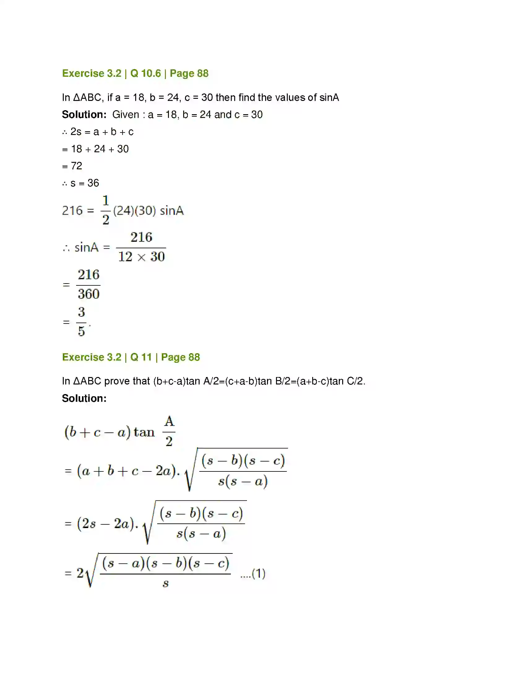 Maharashtra Board Class 12th Mathematics & Statistics-1 (Arts & Science) Trigonometric Functions Solution 32