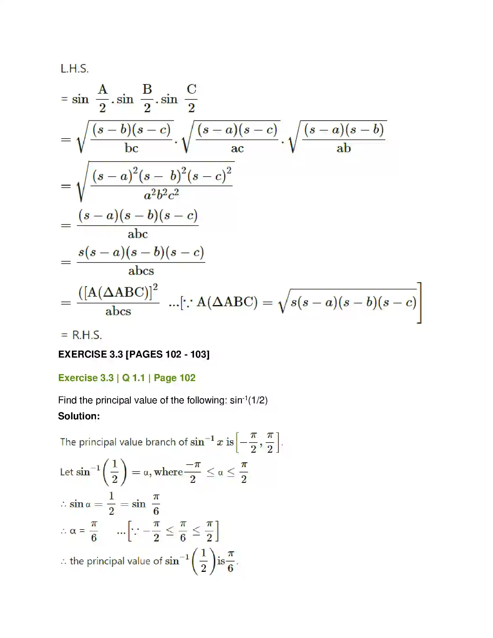 Maharashtra Board Class 12th Mathematics & Statistics-1 (Arts & Science) Trigonometric Functions Solution 34