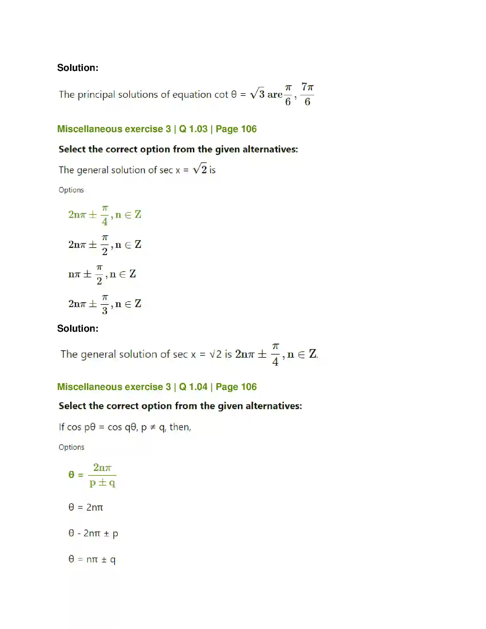 Maharashtra Board Class 12th Mathematics & Statistics-1 (Arts & Science) Trigonometric Functions Solution 53