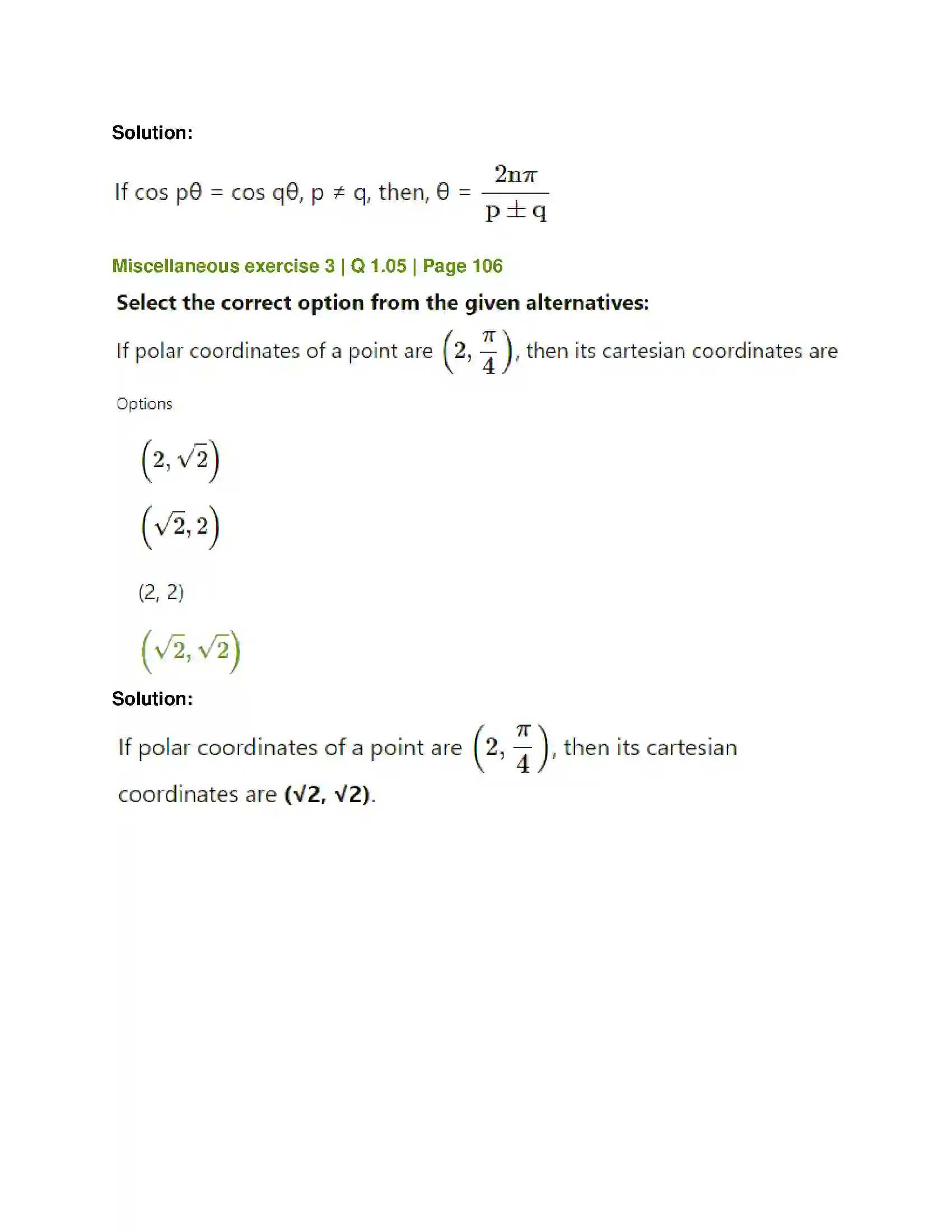 Maharashtra Board Class 12th Mathematics & Statistics-1 (Arts & Science) Trigonometric Functions Solution 54