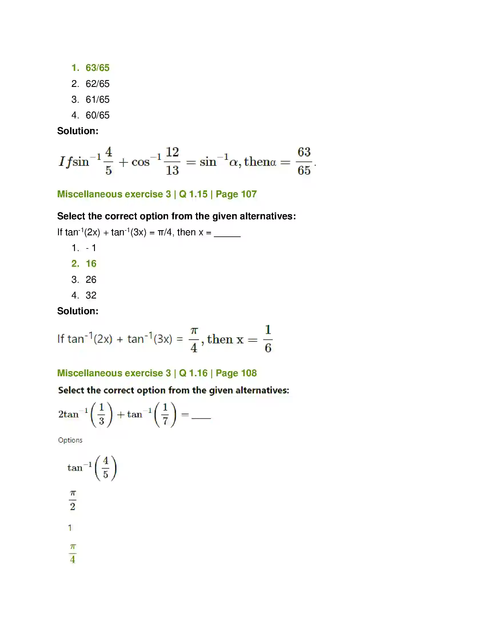 Maharashtra Board Class 12th Mathematics & Statistics-1 (Arts & Science) Trigonometric Functions Solution 59