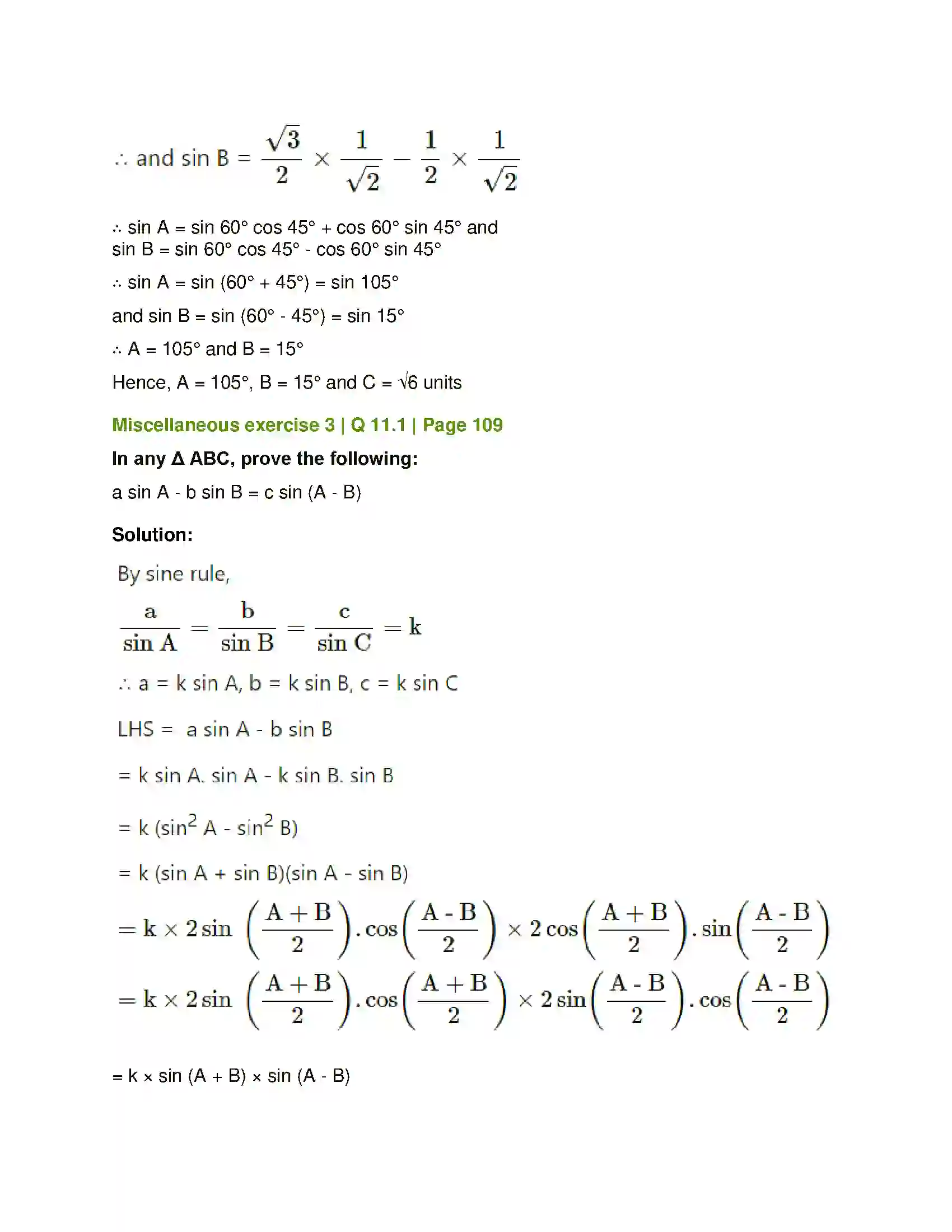 Maharashtra Board Class 12th Mathematics & Statistics-1 (Arts & Science) Trigonometric Functions Solution 75