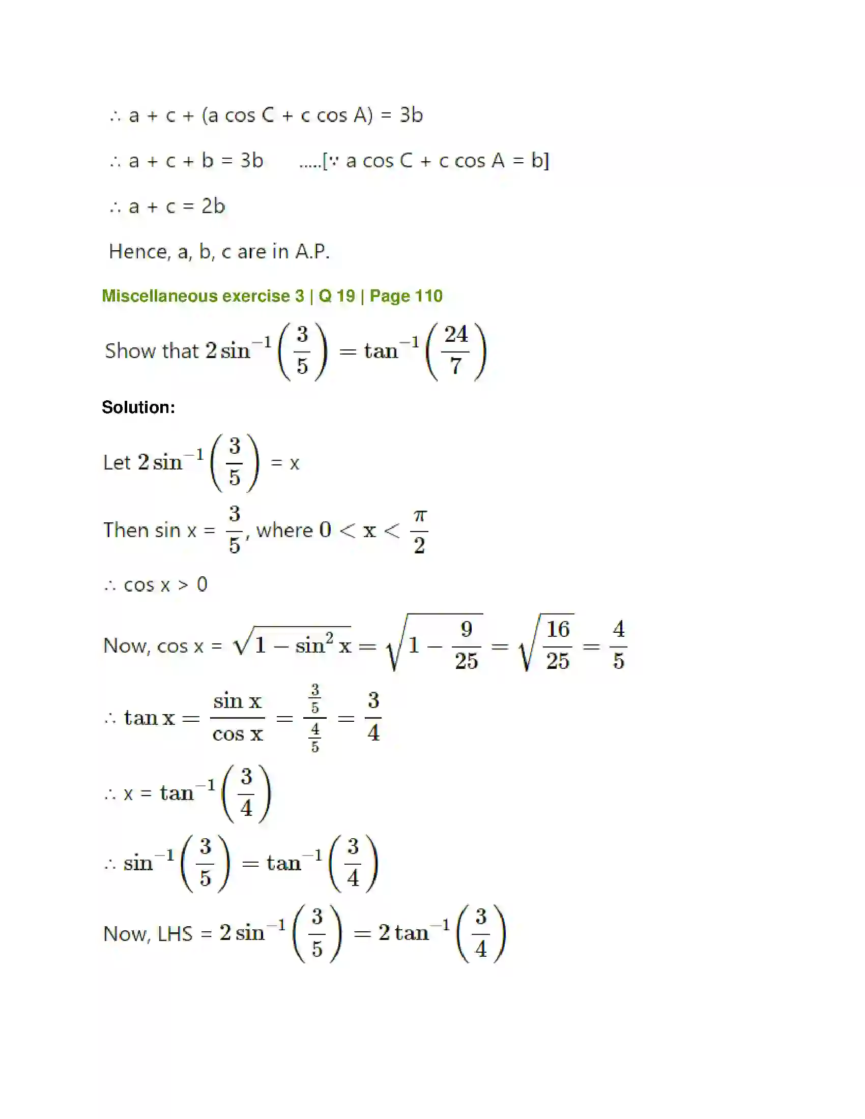 Maharashtra Board Class 12th Mathematics & Statistics-1 (Arts & Science) Trigonometric Functions Solution 89