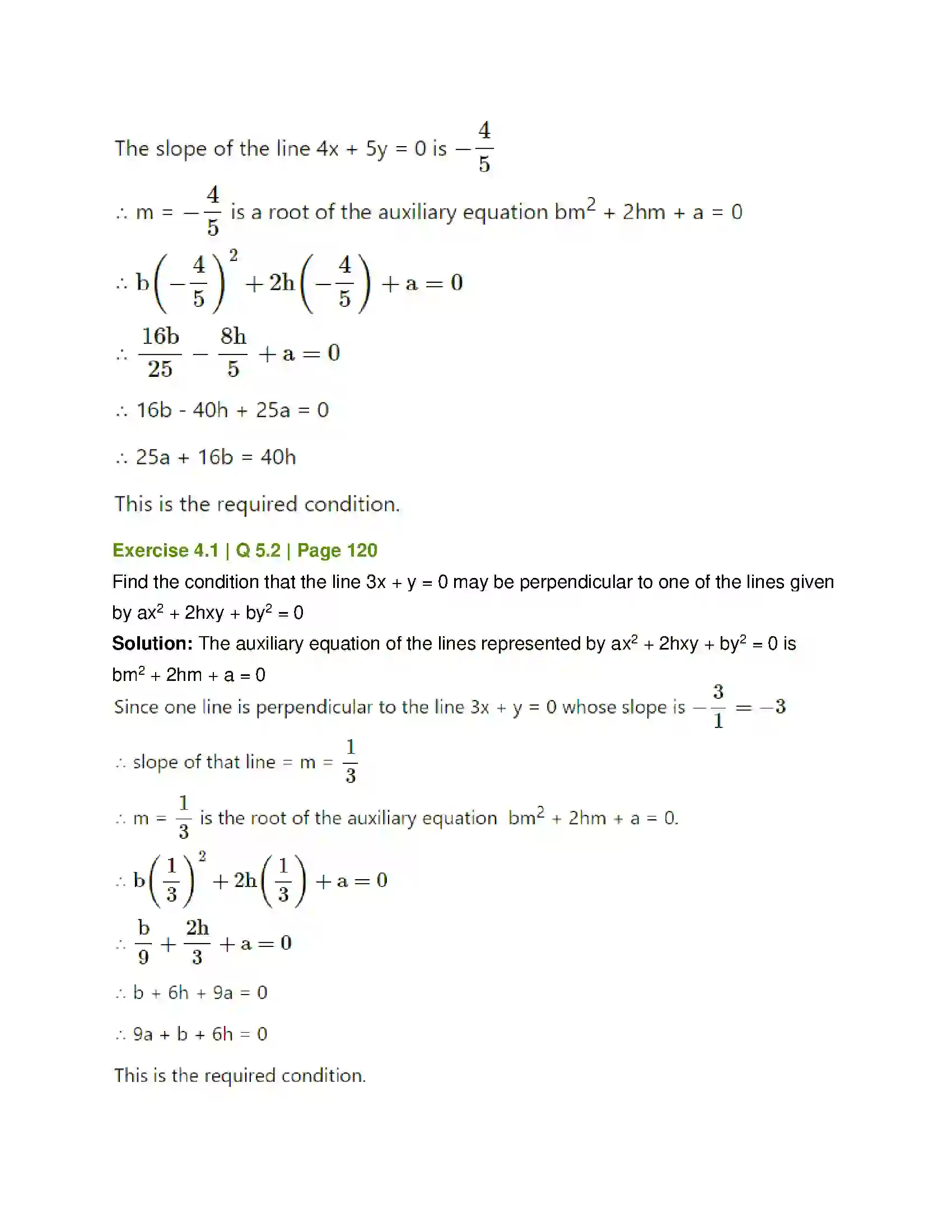 Maharashtra Board Class 12th Mathematics & Statistics-1 (Arts & Science) Pair of Straight Lines Solution 12