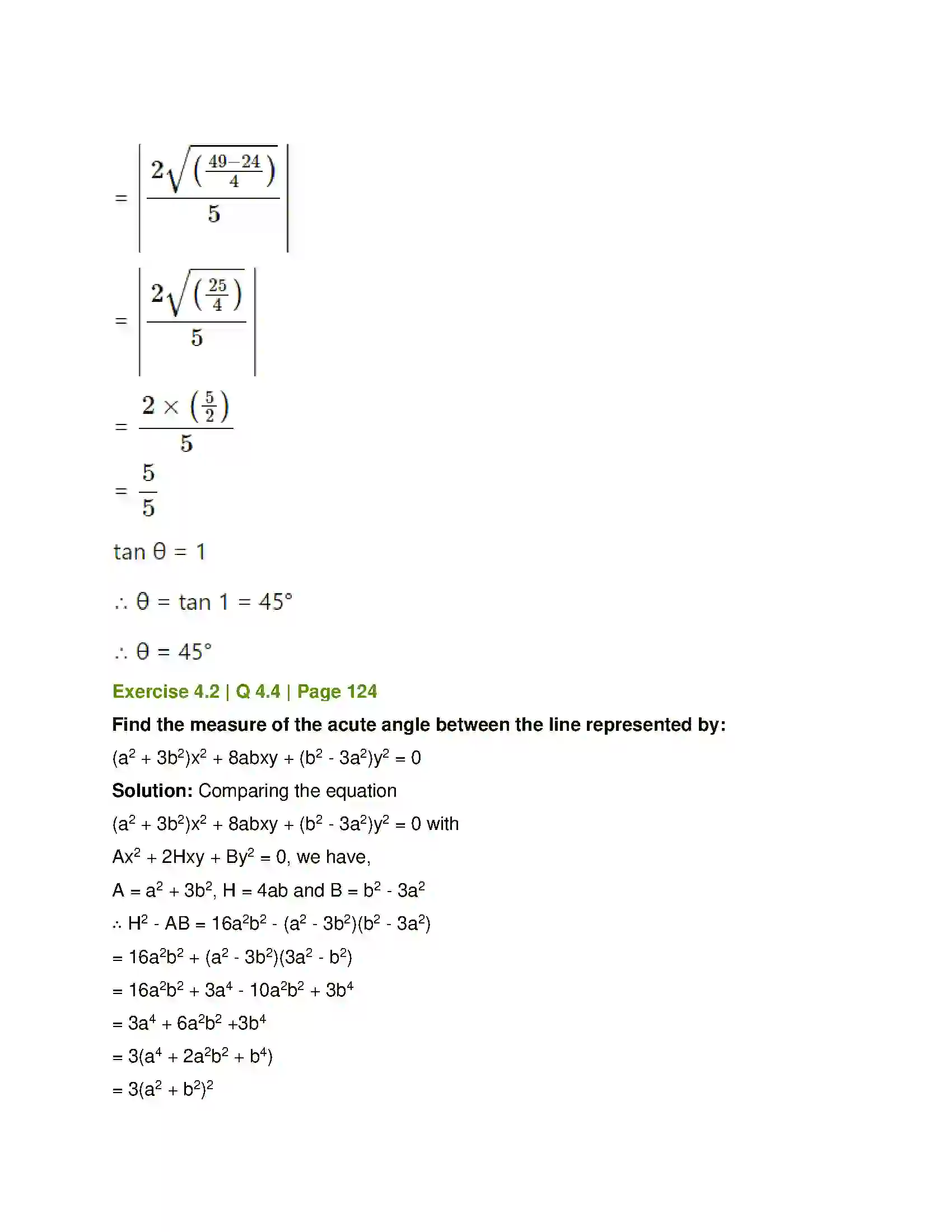 Maharashtra Board Class 12th Mathematics & Statistics-1 (Arts & Science) Pair of Straight Lines Solution 20