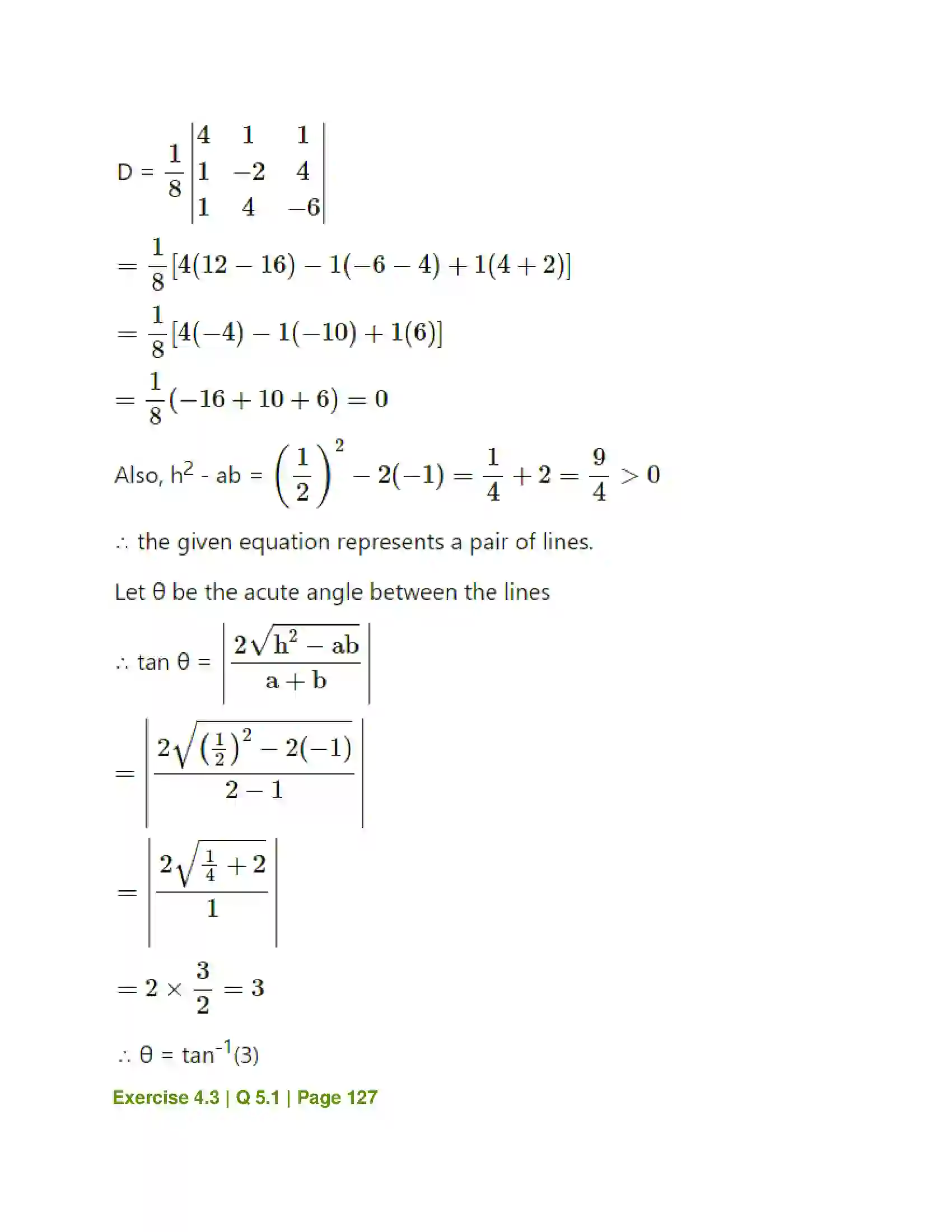 Maharashtra Board Class 12th Mathematics & Statistics-1 (Arts & Science) Pair of Straight Lines Solution 29