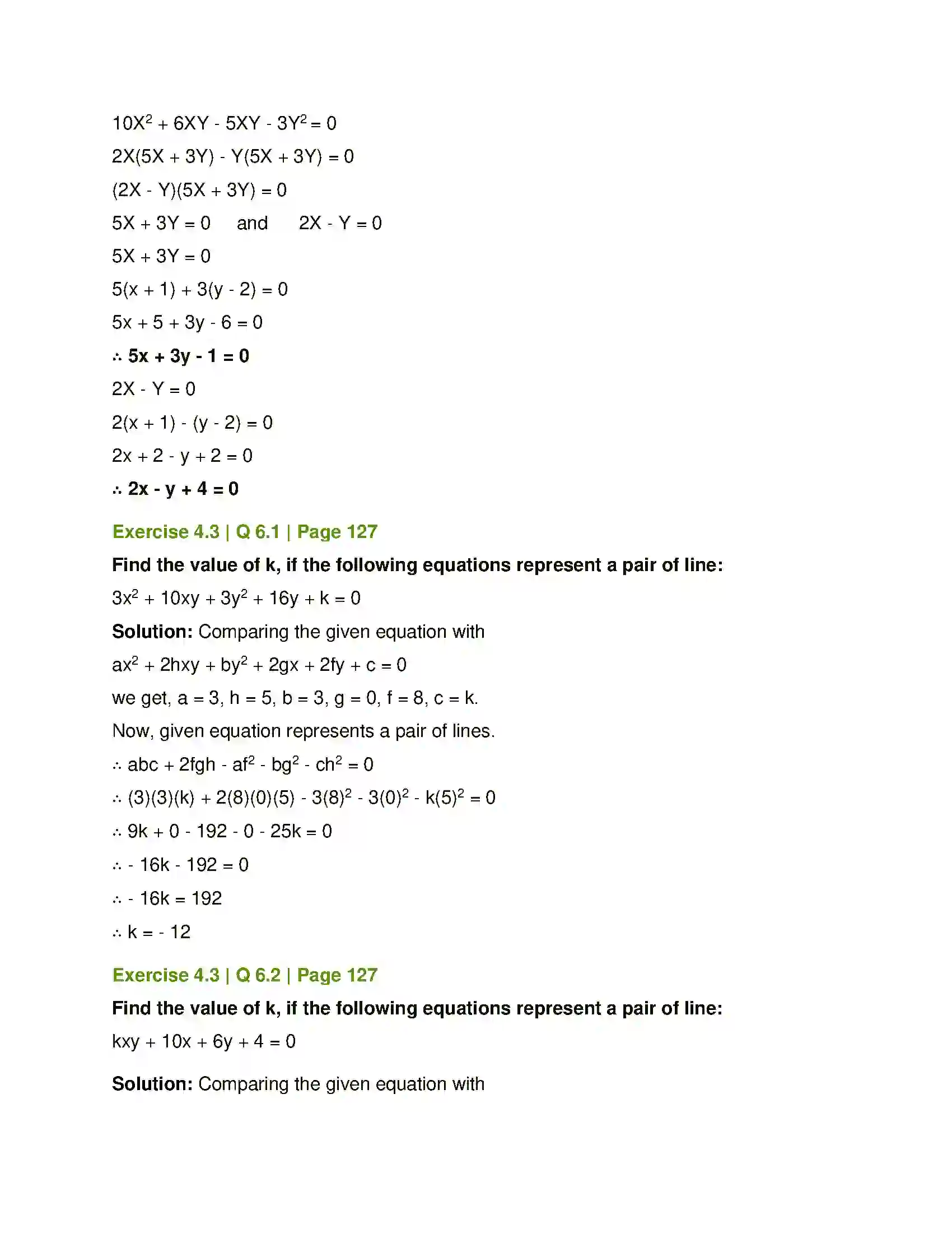 Maharashtra Board Class 12th Mathematics & Statistics-1 (Arts & Science) Pair of Straight Lines Solution 31