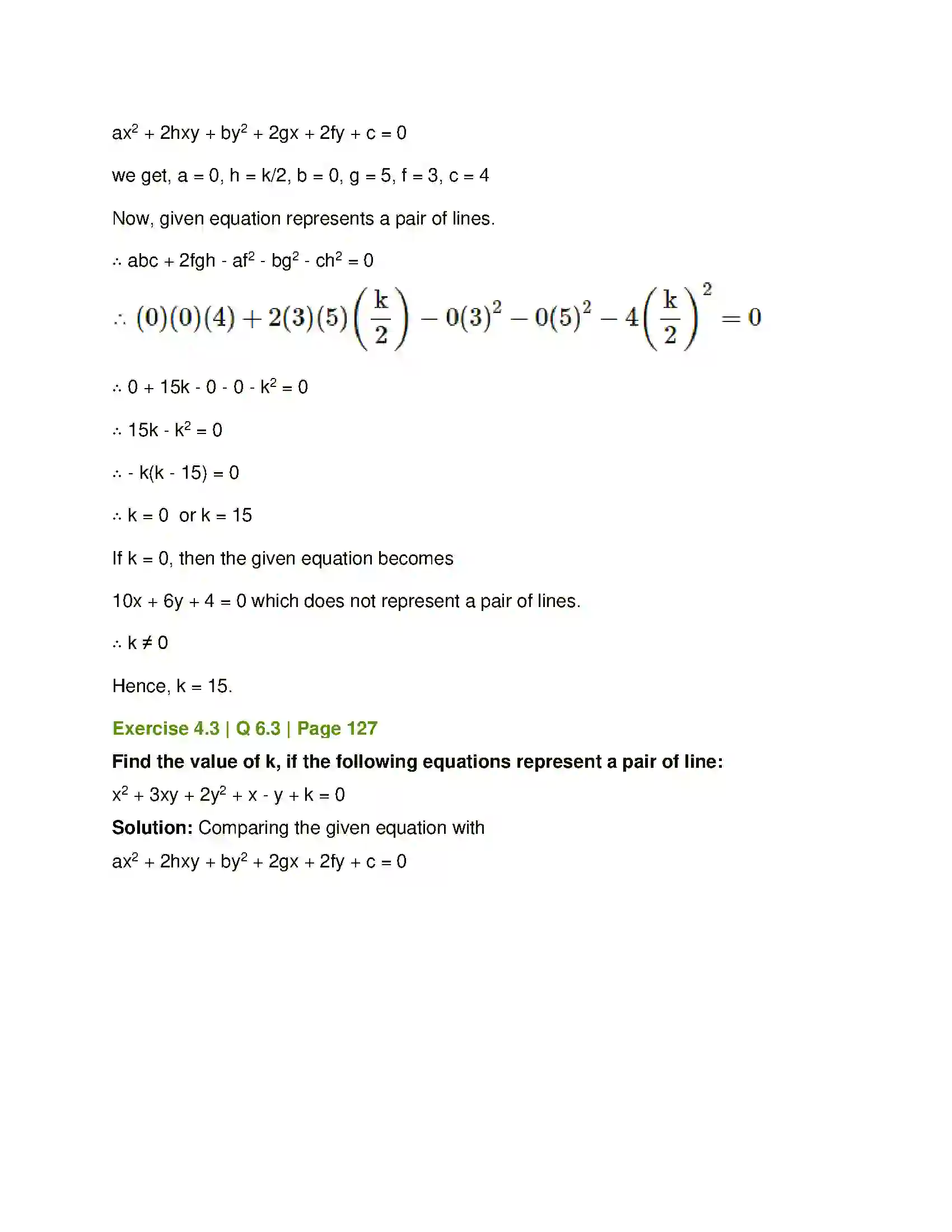 Maharashtra Board Class 12th Mathematics & Statistics-1 (Arts & Science) Pair of Straight Lines Solution 32