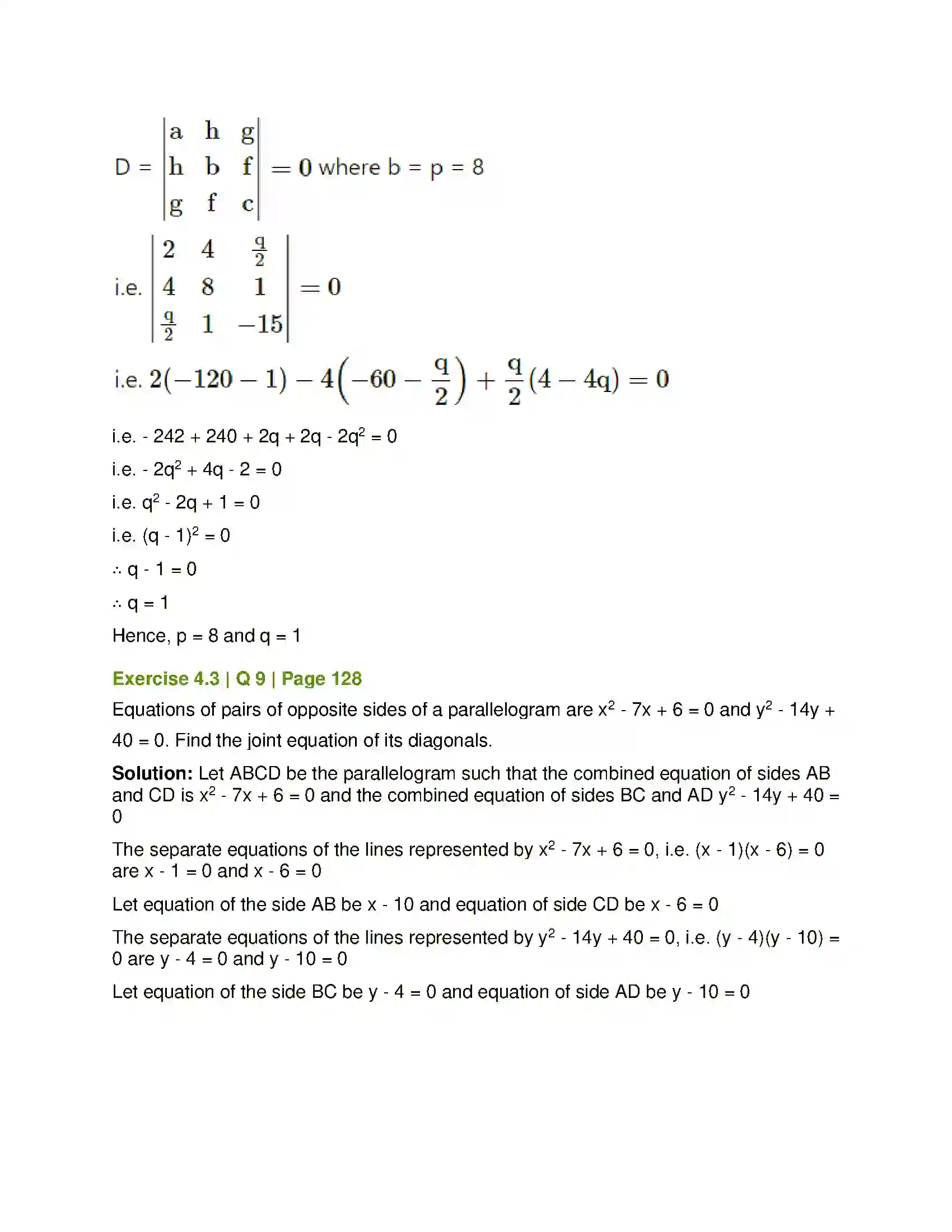 Maharashtra Board Class 12th Mathematics & Statistics-1 (Arts & Science) Pair of Straight Lines Solution 35