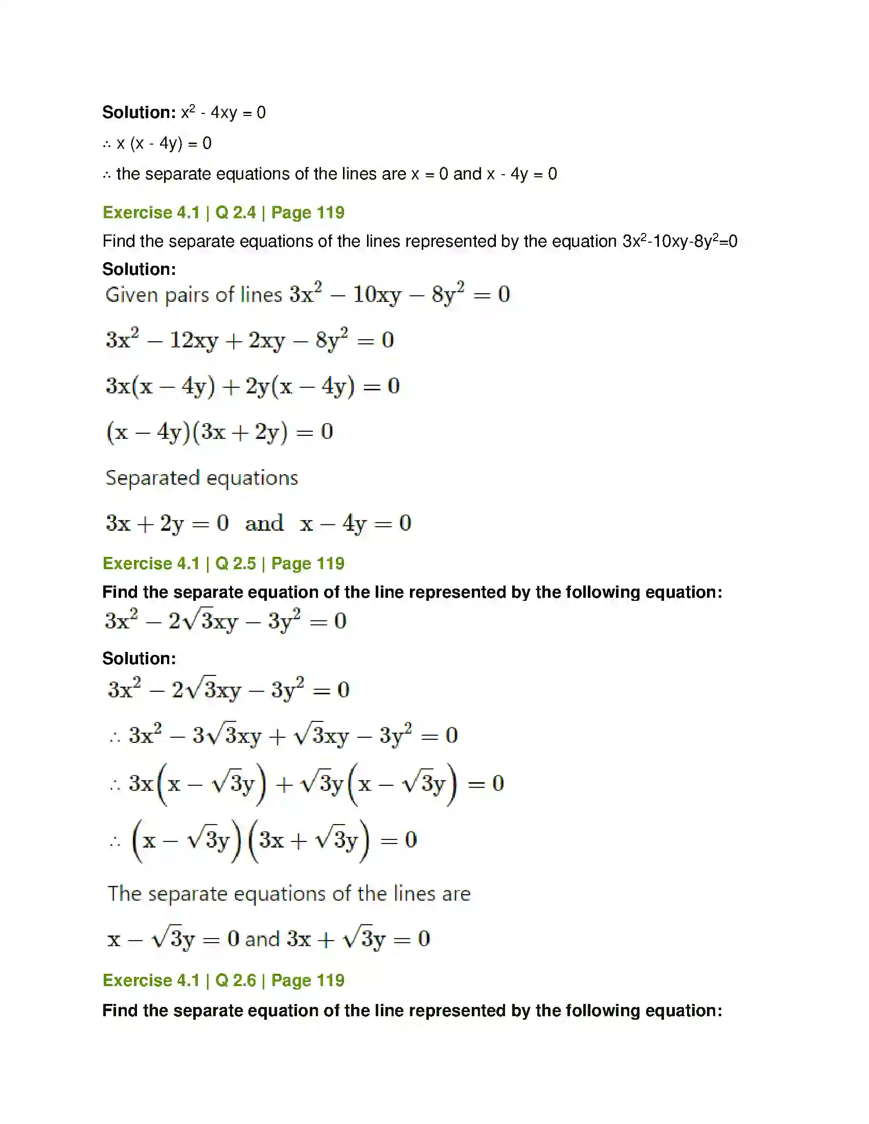 Maharashtra Board Class 12th Mathematics & Statistics-1 (Arts & Science) Pair of Straight Lines Solution 4