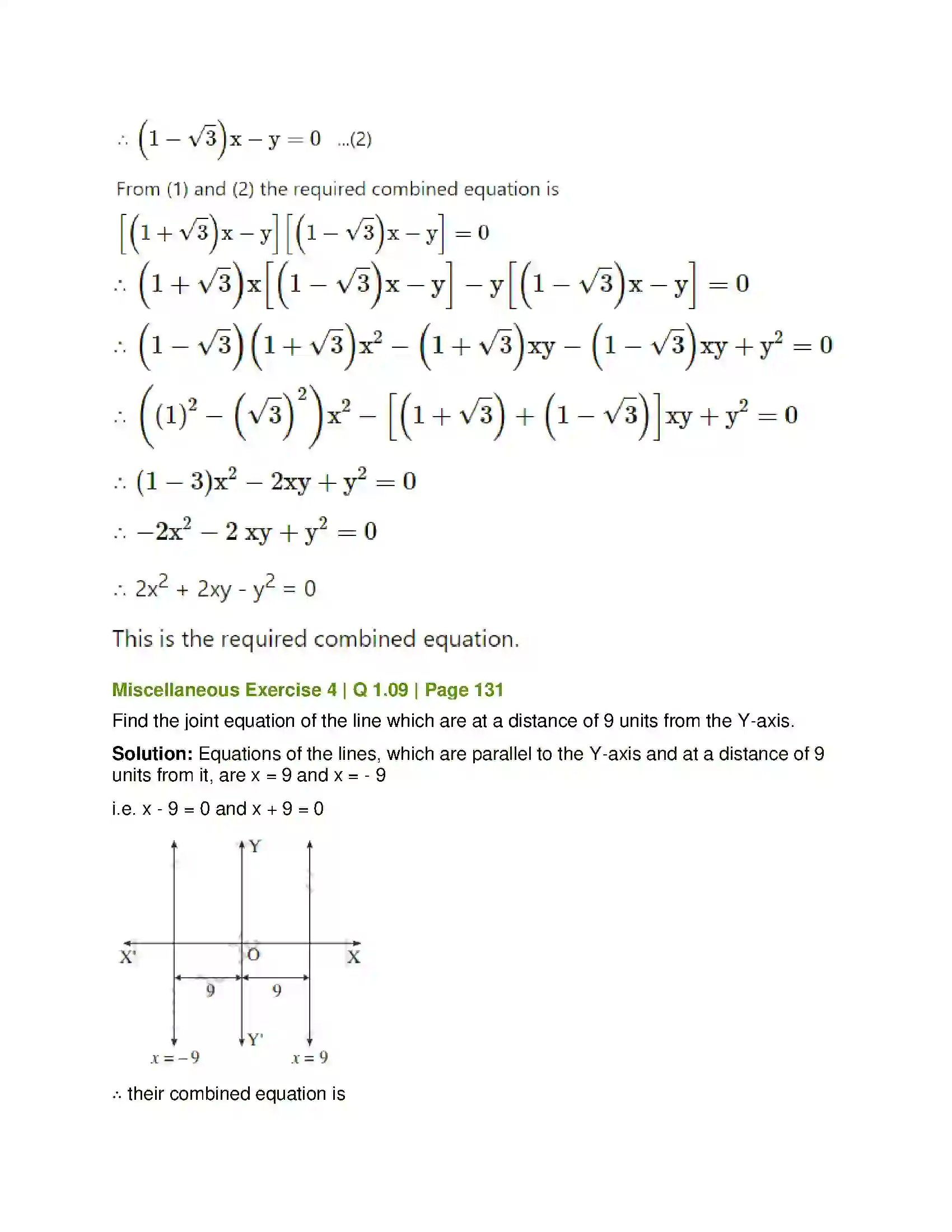 Maharashtra Board Class 12th Mathematics & Statistics-1 (Arts & Science) Pair of Straight Lines Solution 49