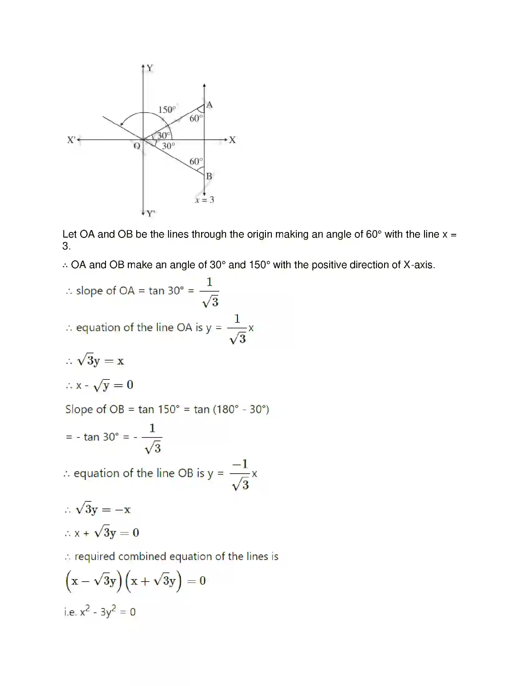 Maharashtra Board Class 12th Mathematics & Statistics-1 (Arts & Science) Pair of Straight Lines Solution 63