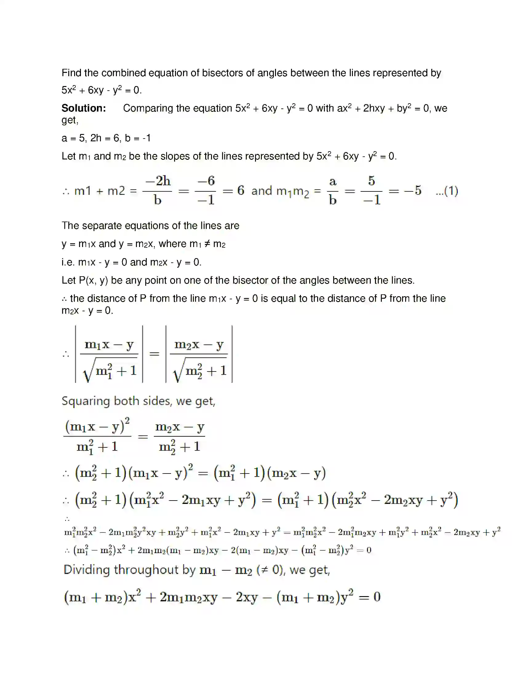 Maharashtra Board Class 12th Mathematics & Statistics-1 (Arts & Science) Pair of Straight Lines Solution 66