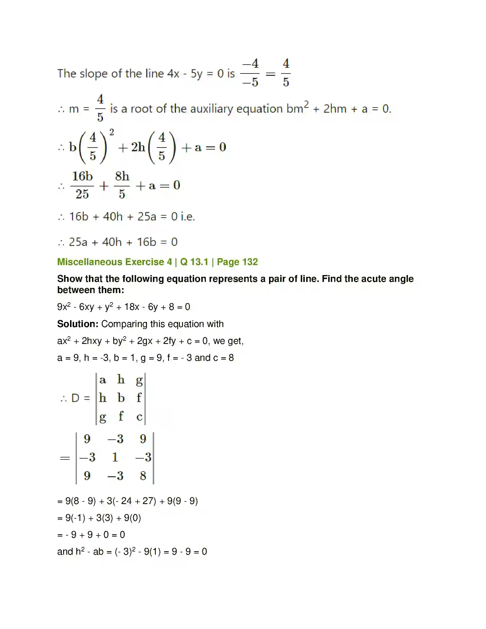 Maharashtra Board Class 12th Mathematics & Statistics-1 (Arts & Science) Pair of Straight Lines Solution 68