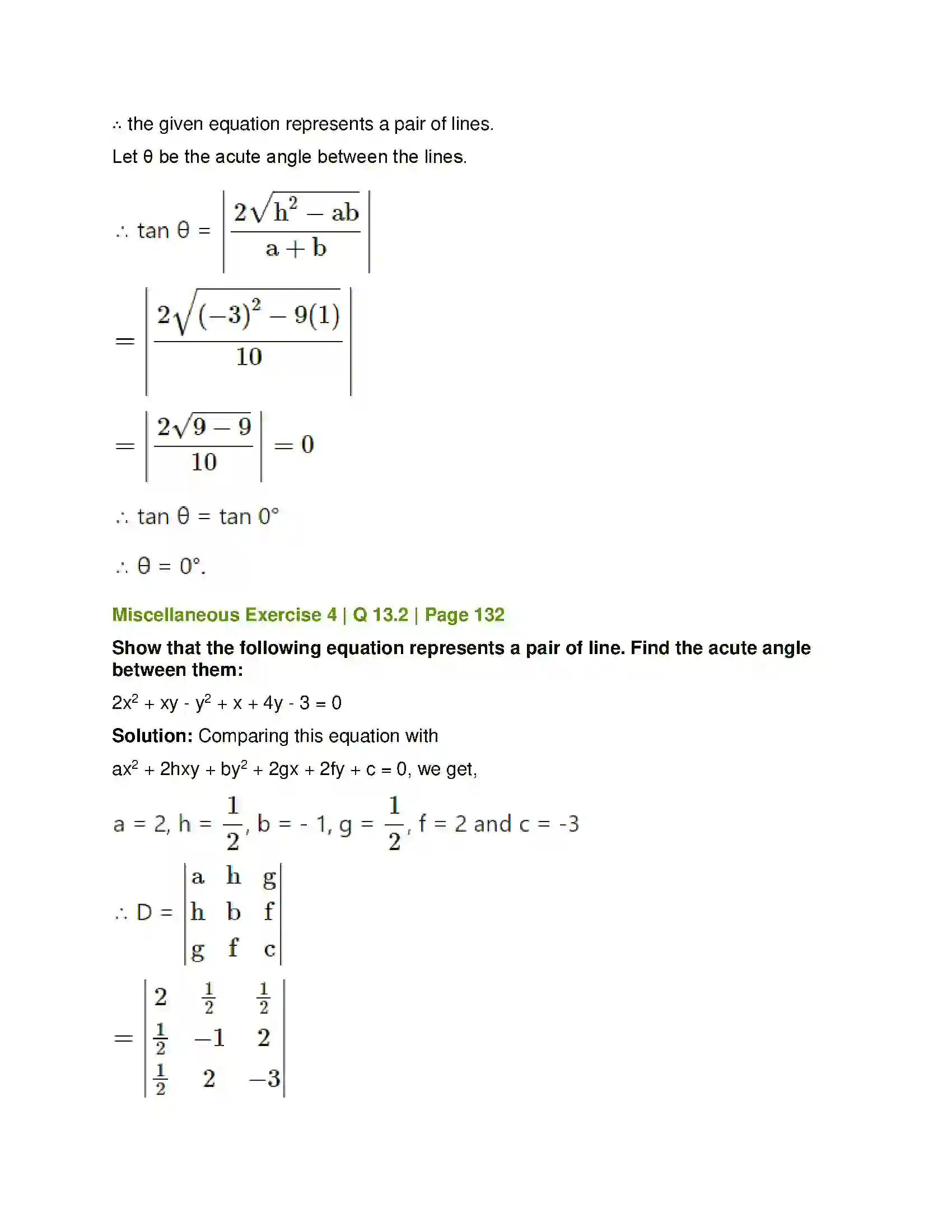 Maharashtra Board Class 12th Mathematics & Statistics-1 (Arts & Science) Pair of Straight Lines Solution 69