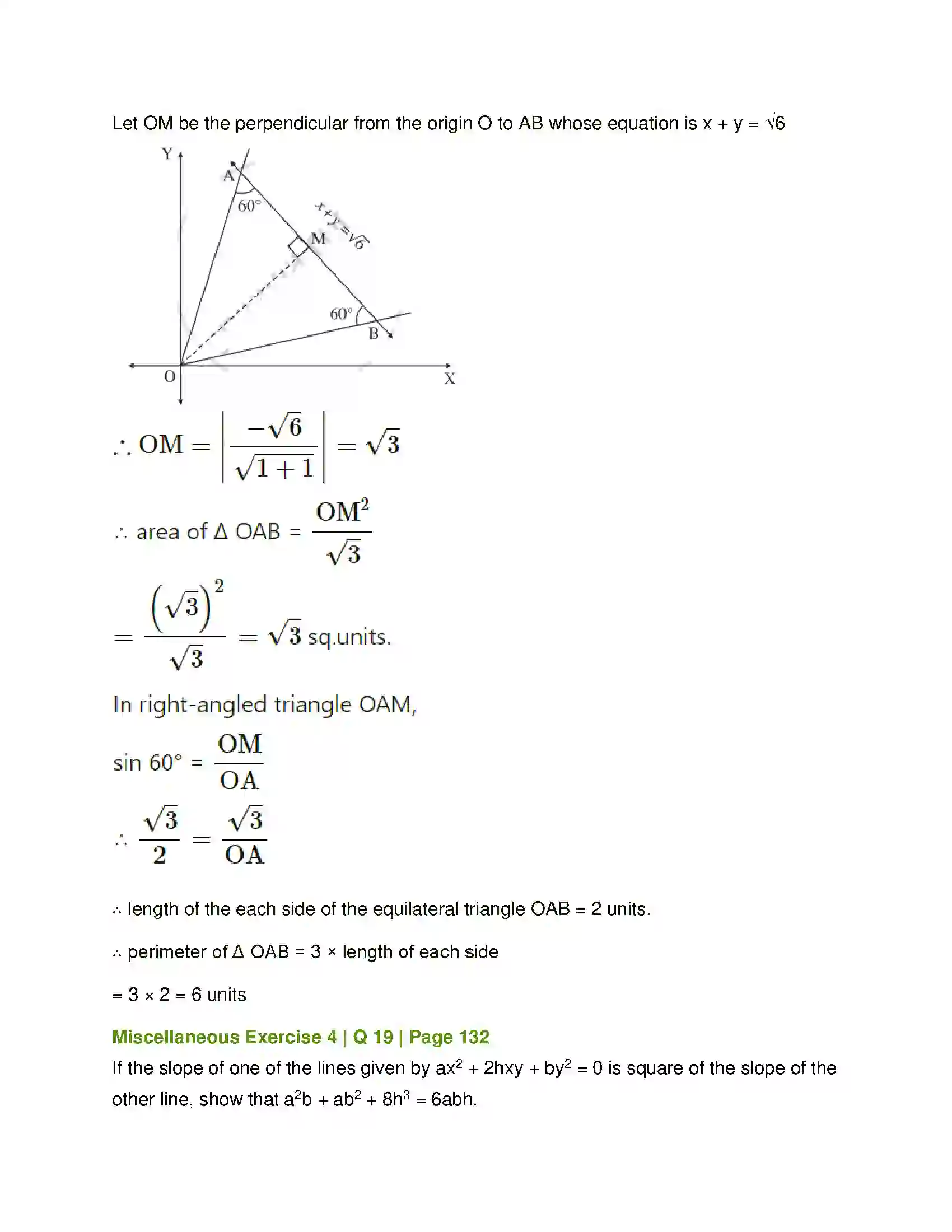 Maharashtra Board Class 12th Mathematics & Statistics-1 (Arts & Science) Pair of Straight Lines Solution 77