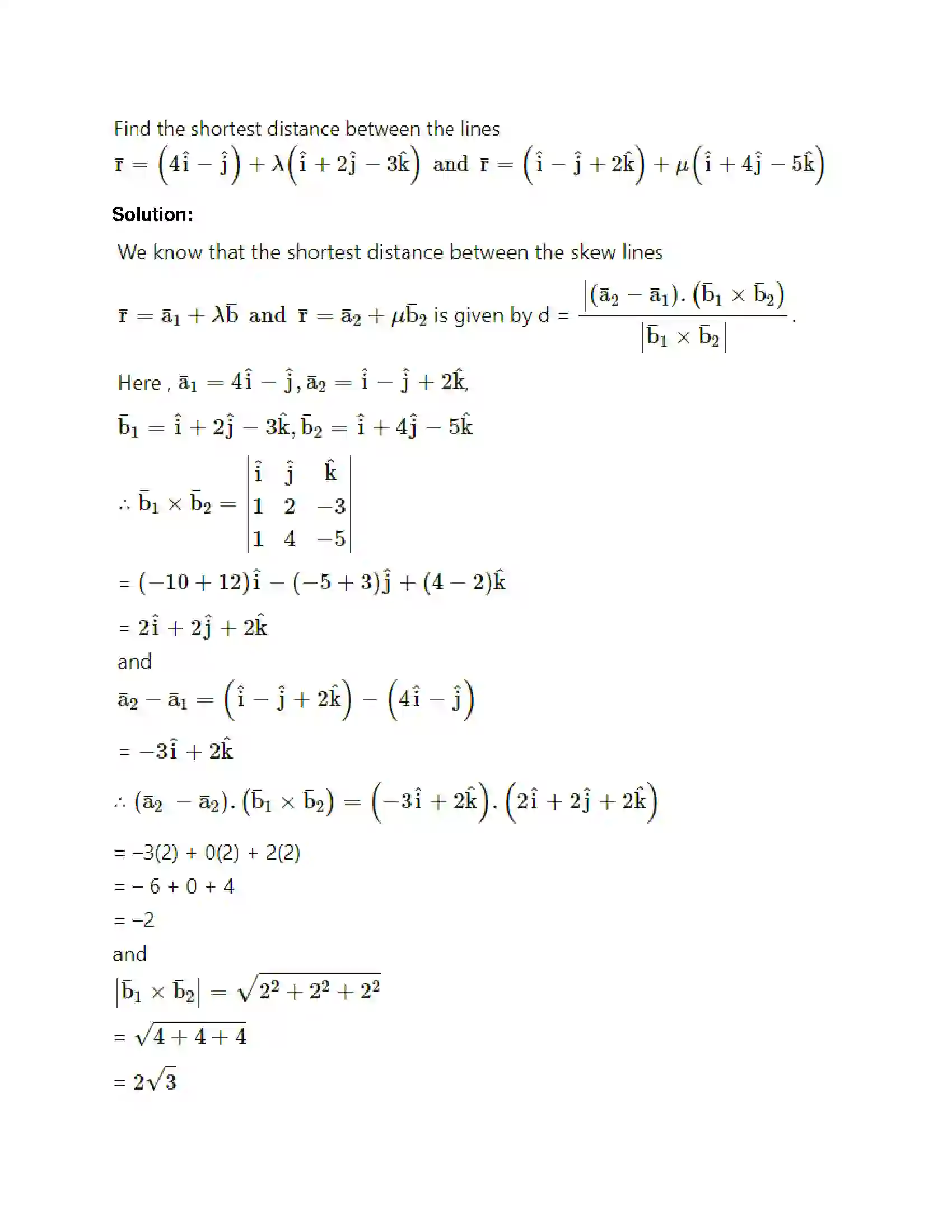 Maharashtra Board Class 12th Mathematics & Statistics-1 (Arts & Science) Line and Plane Solution 11