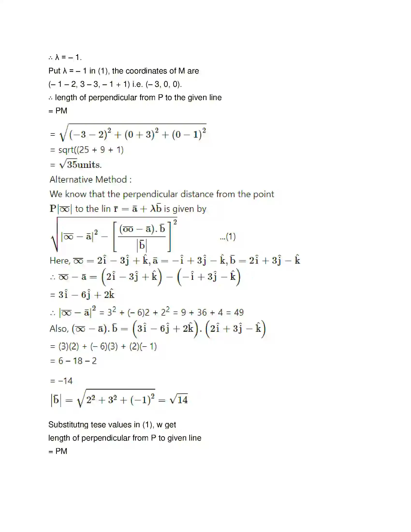 Maharashtra Board Class 12th Mathematics & Statistics-1 (Arts & Science) Line and Plane Solution 14