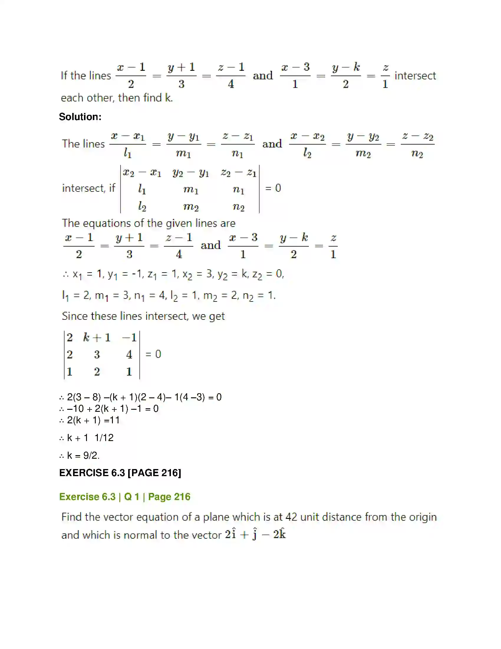 Maharashtra Board Class 12th Mathematics & Statistics-1 (Arts & Science) Line and Plane Solution 19