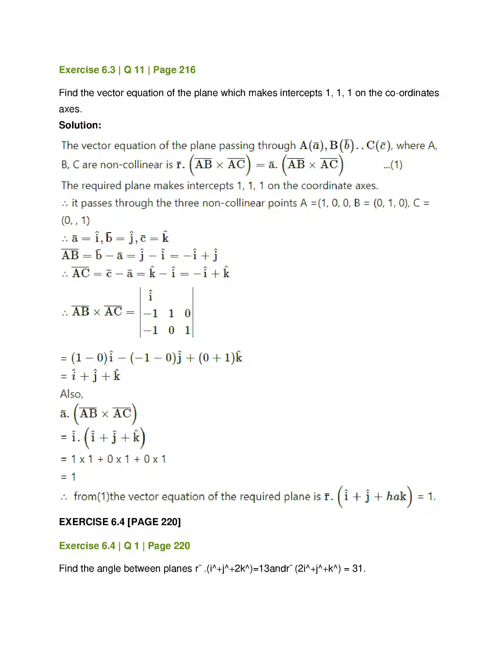Maharashtra Board Class 12th Mathematics & Statistics-1 (Arts & Science) Line and Plane Solution 27