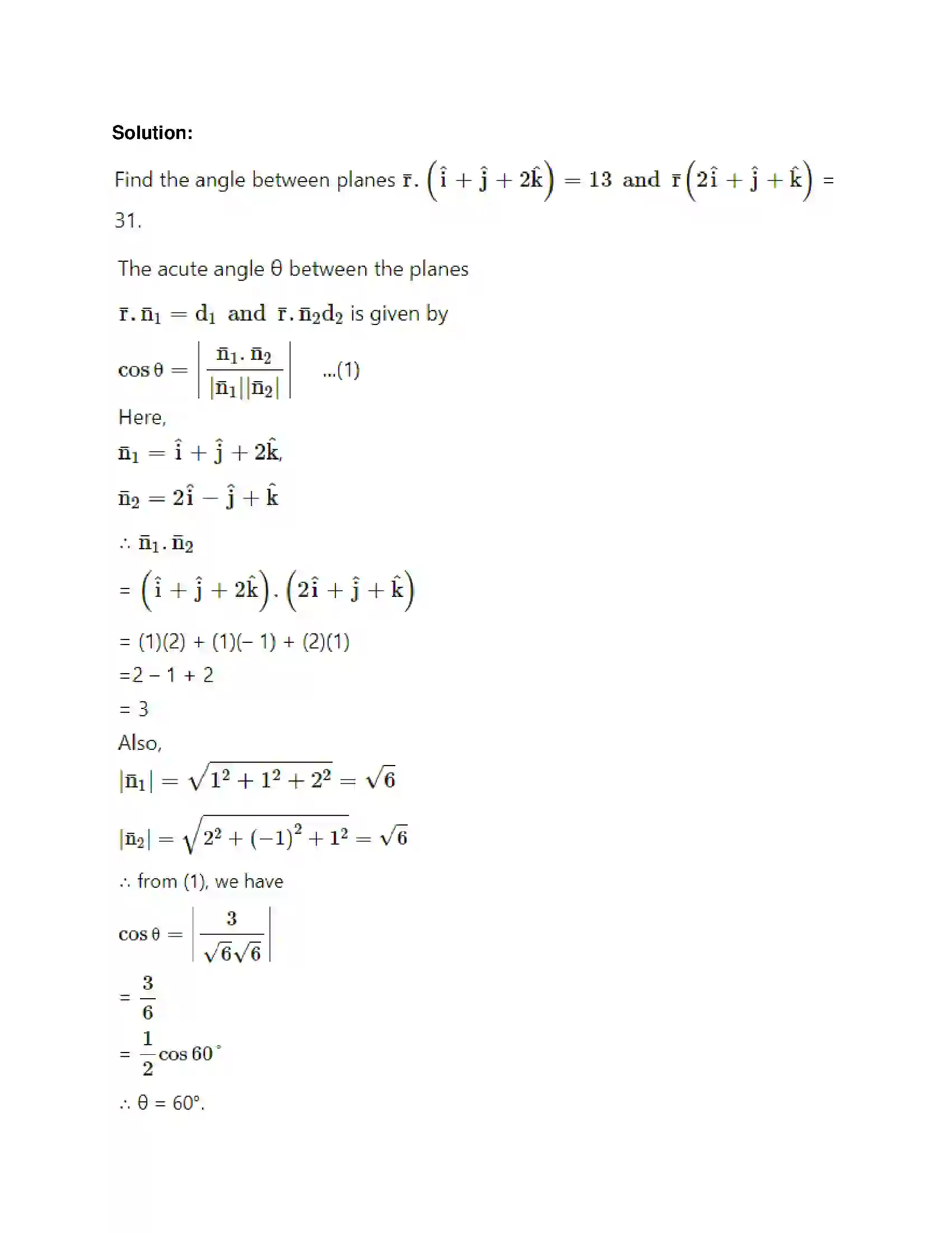 Maharashtra Board Class 12th Mathematics & Statistics-1 (Arts & Science) Line and Plane Solution 28