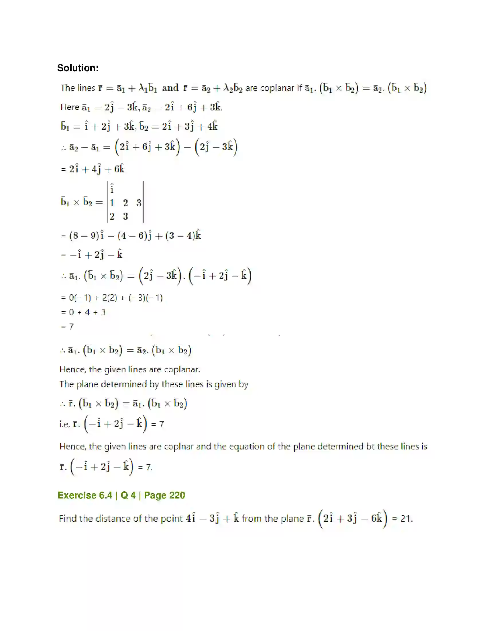 Maharashtra Board Class 12th Mathematics & Statistics-1 (Arts & Science) Line and Plane Solution 30