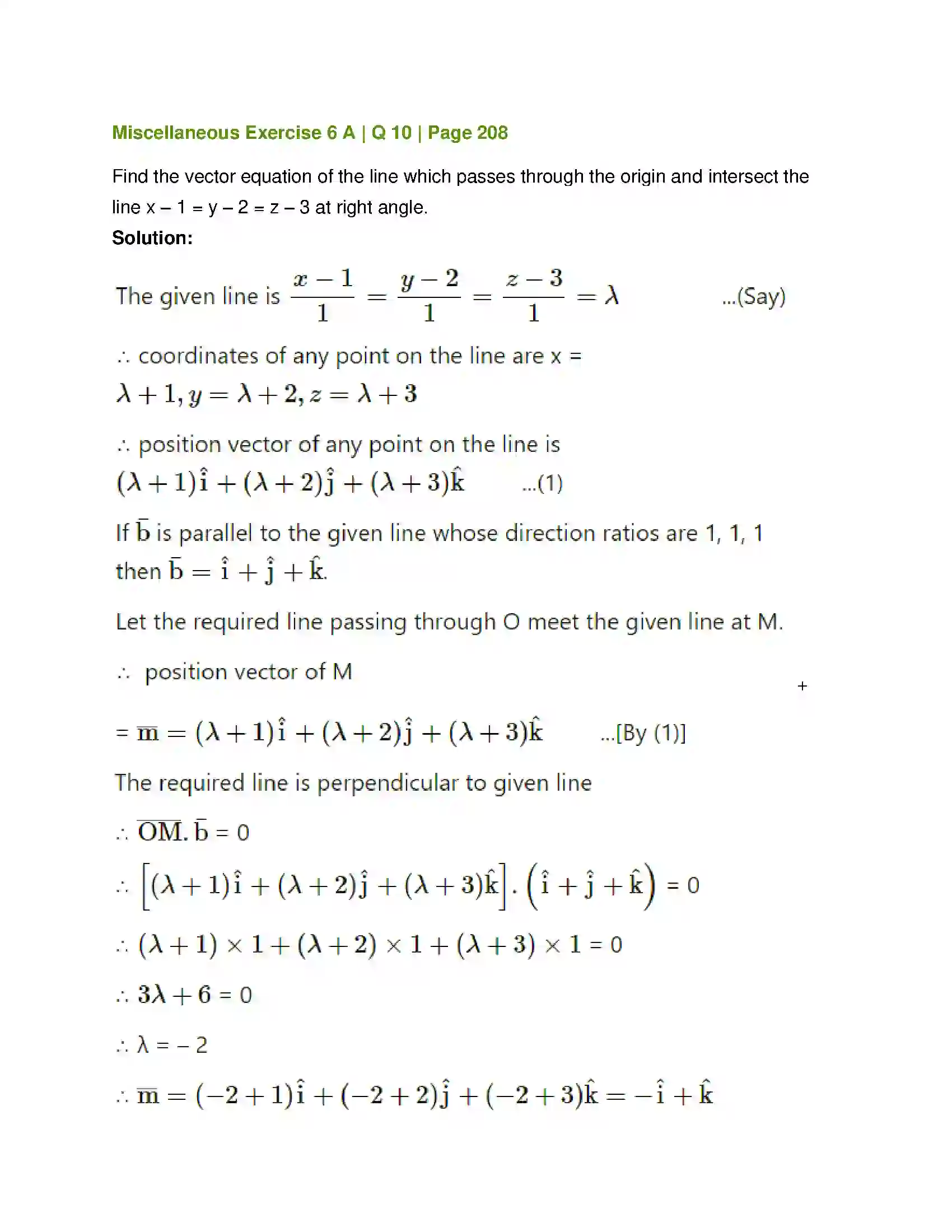 Maharashtra Board Class 12th Mathematics & Statistics-1 (Arts & Science) Line and Plane Solution 38