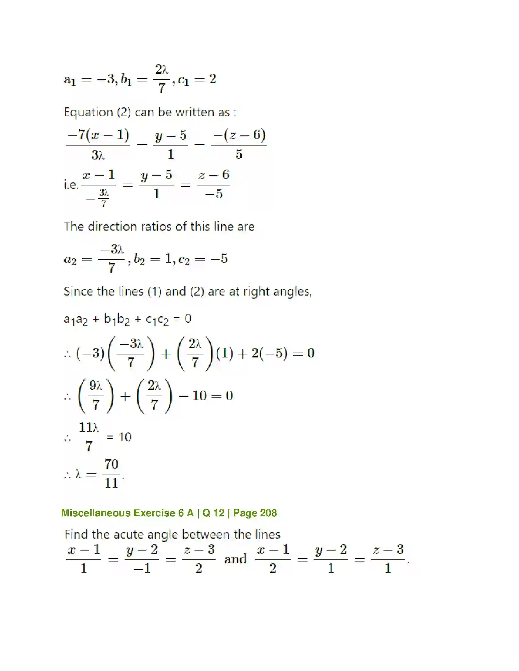 Maharashtra Board Class 12th Mathematics & Statistics-1 (Arts & Science) Line and Plane Solution 40