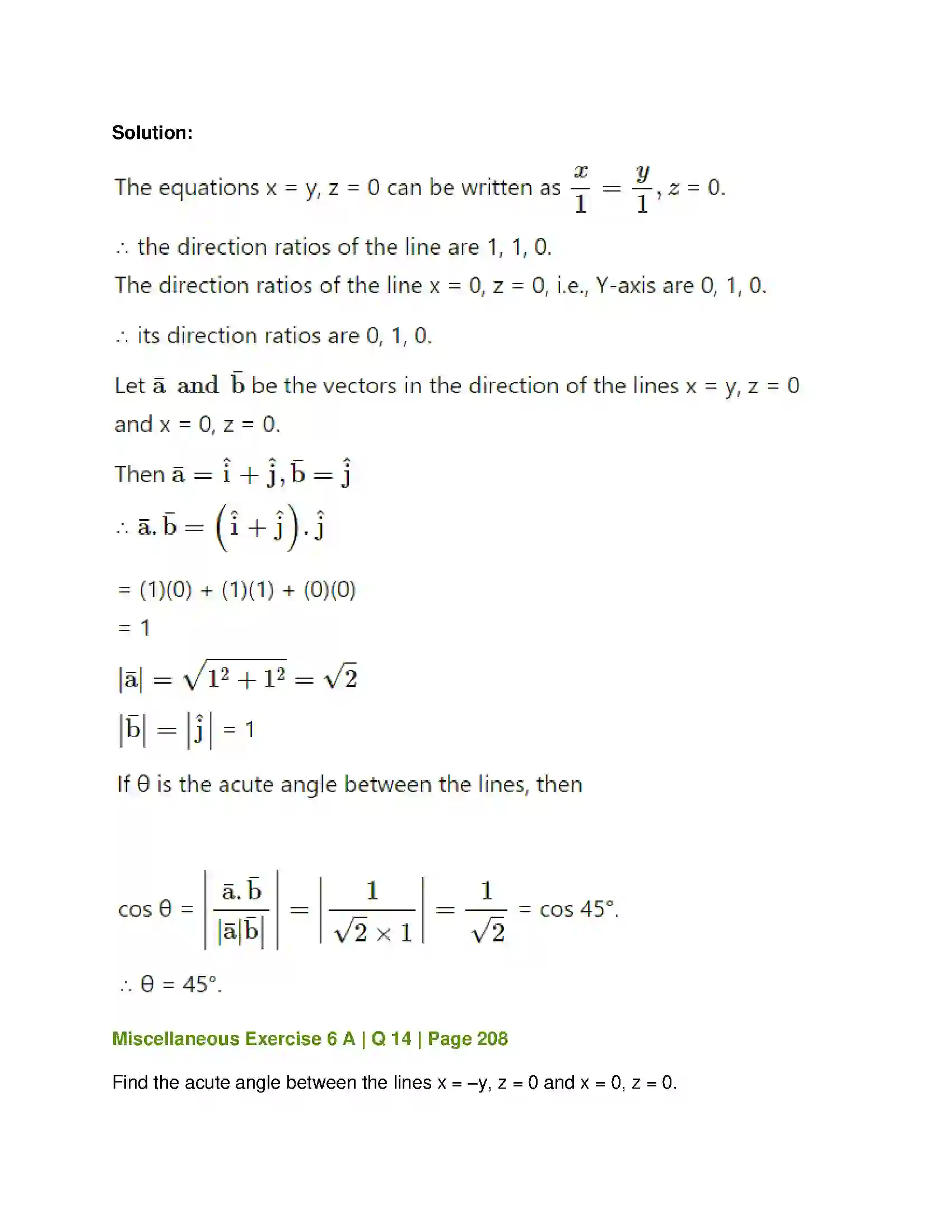 Maharashtra Board Class 12th Mathematics & Statistics-1 (Arts & Science) Line and Plane Solution 42